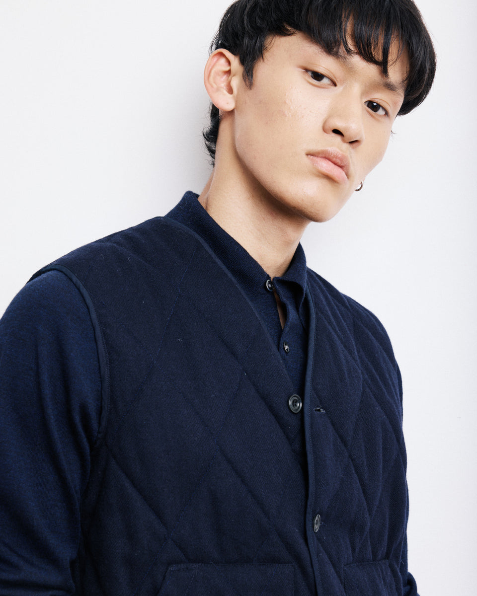 Gilet Homme en Flanelle de Laine Bleu Marine Vince - Image alternative