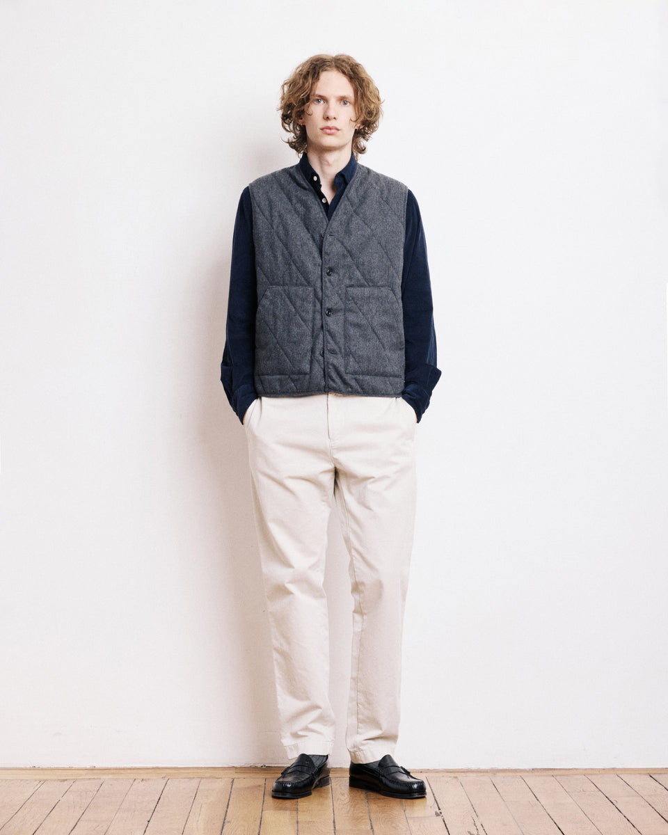 Gilet Homme en Flanelle de Laine Gris Vince - Image 3