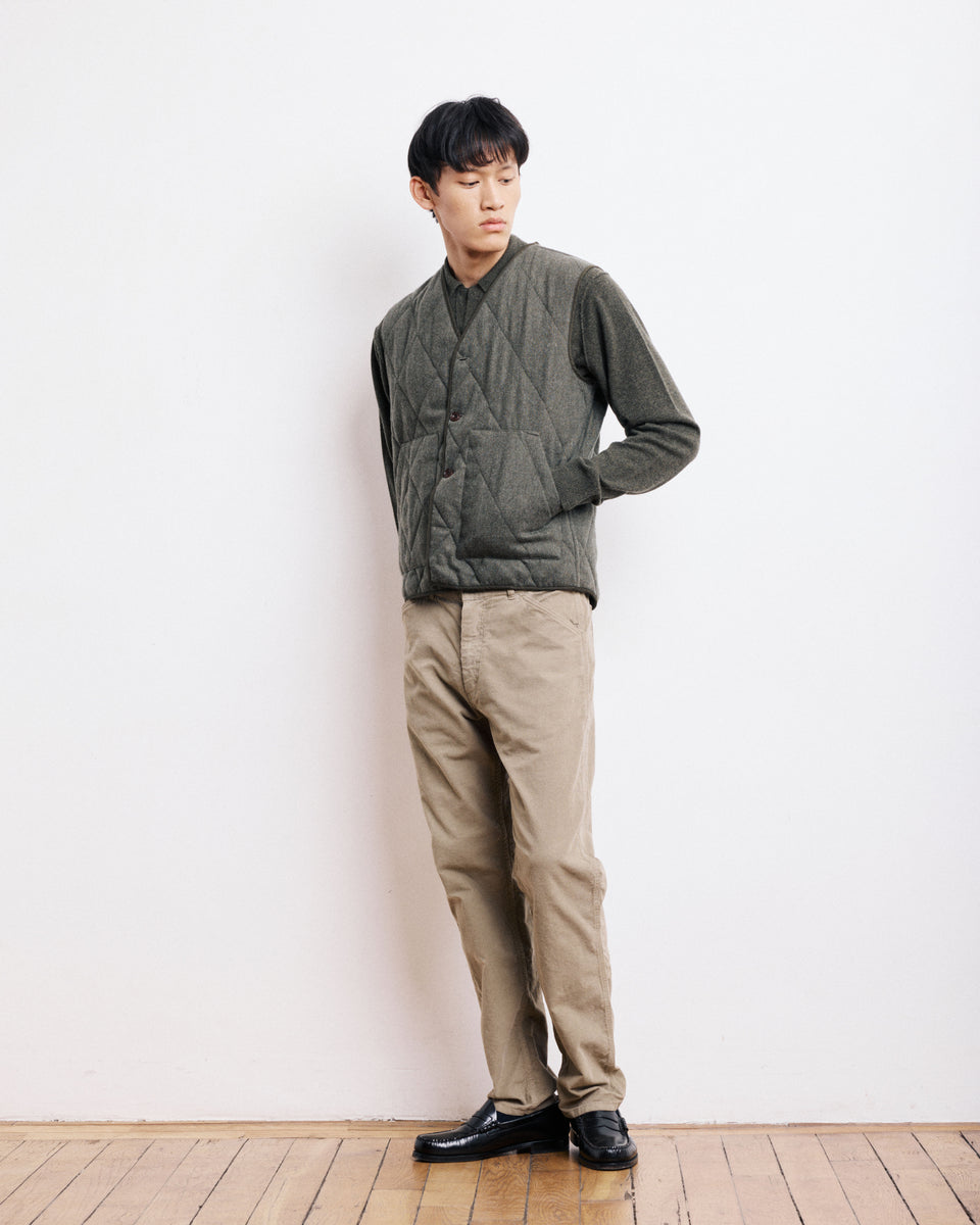 Gilet Homme en Flanelle de Laine Vert Militaire Vince - Image alternative
