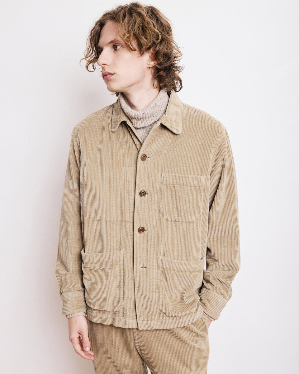 Petty Men's Beige Seersucker Corduroy Jacket - Image principale