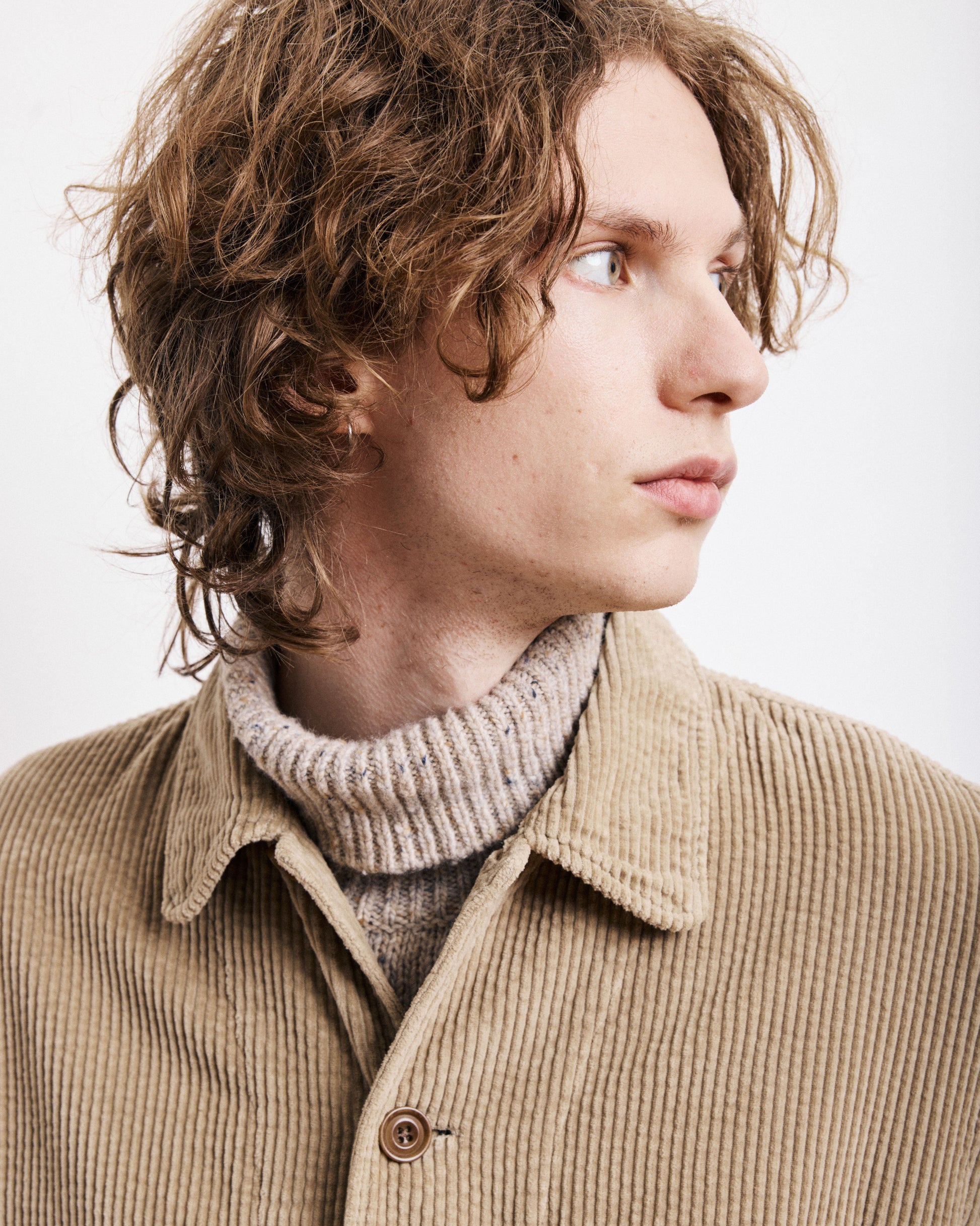 Veste Homme en velours cotelé seersucker Beige Petty