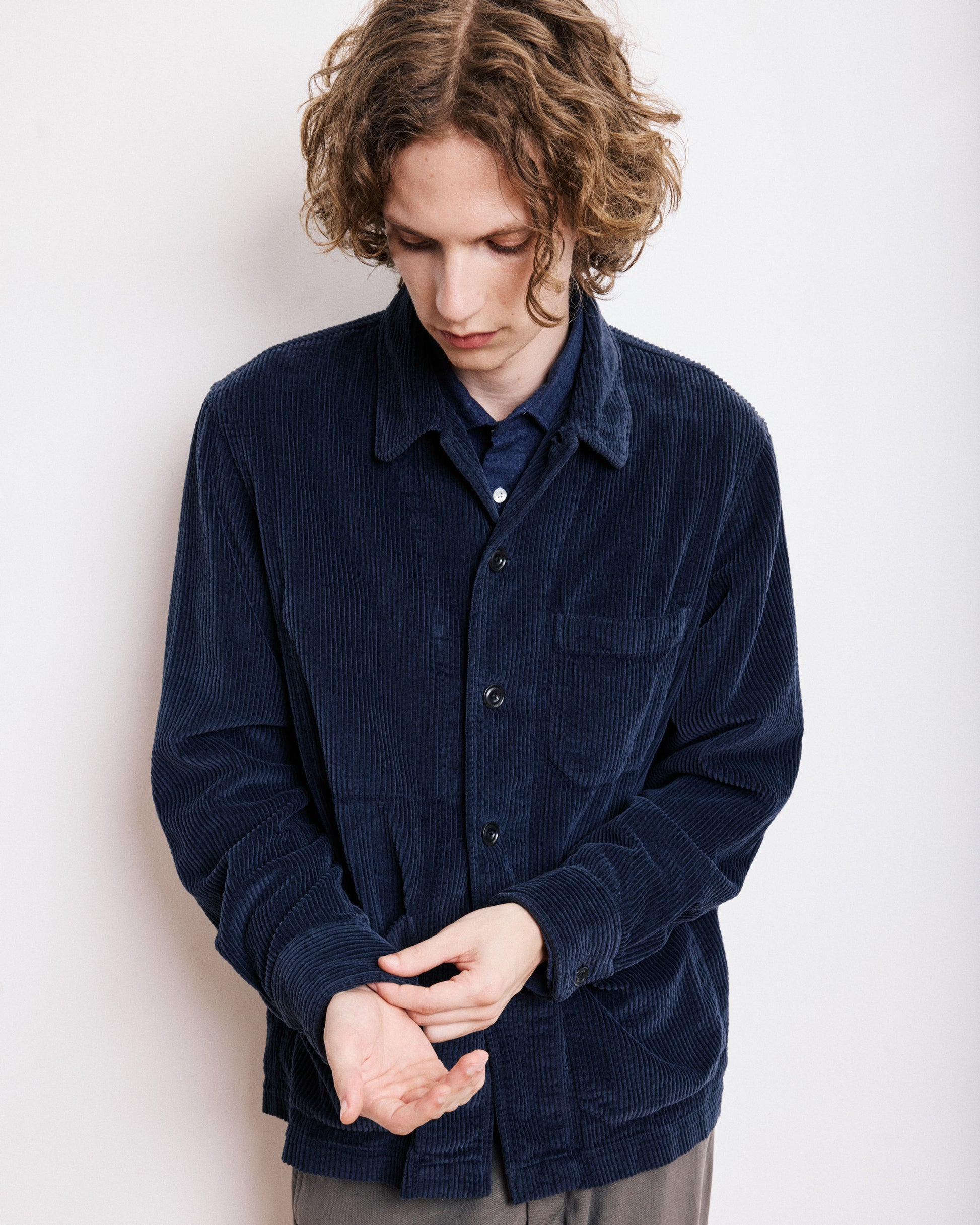 Petty Men's Navy Blue Seersucker Corduroy Jacket BE29104-56