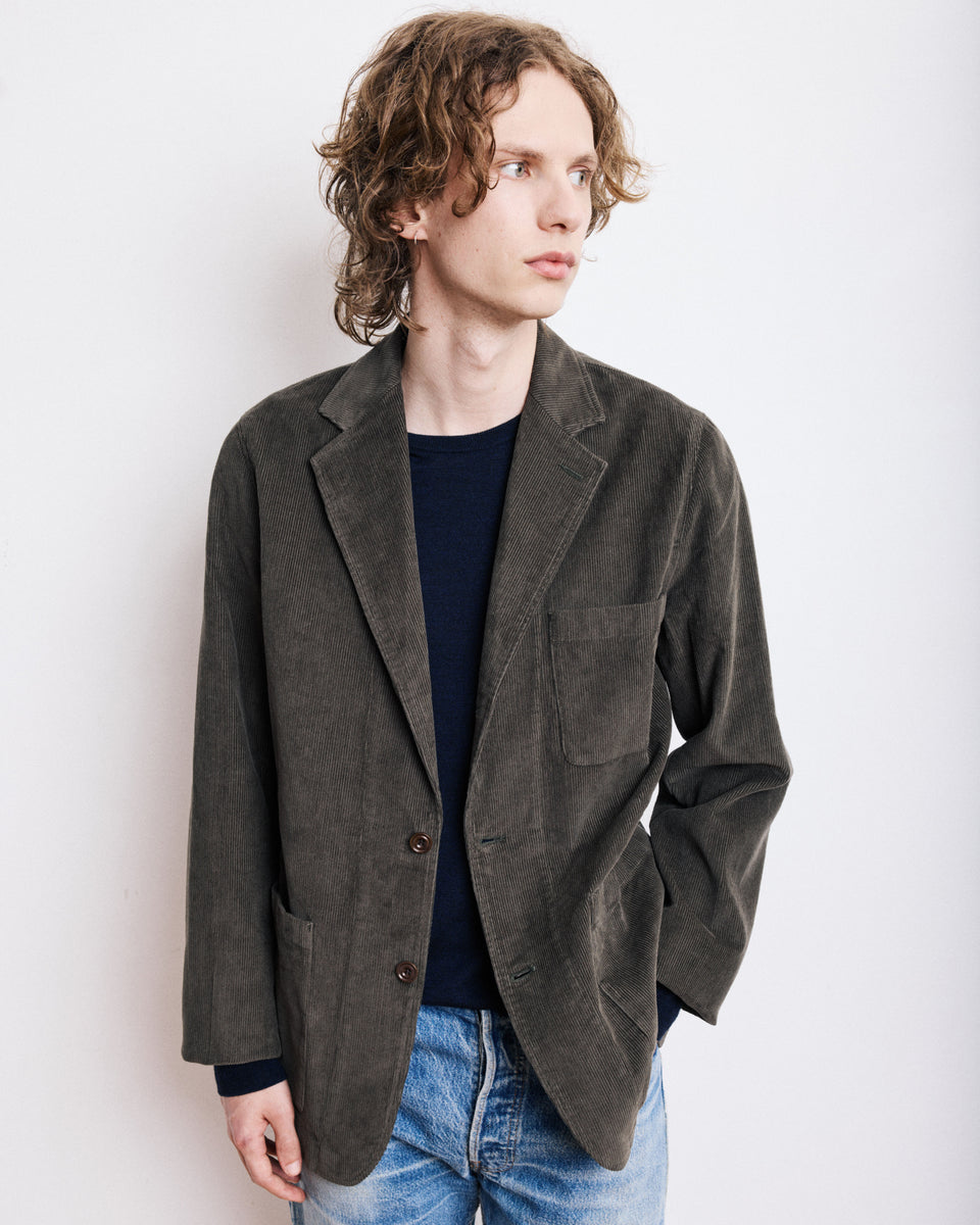 Jonny Men's Olive Green Corduroy Jacket - Image principale