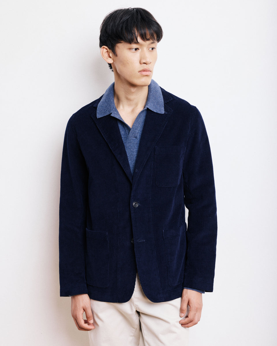 Jonny Men's Navy Blue Corduroy Jacket - Image principale