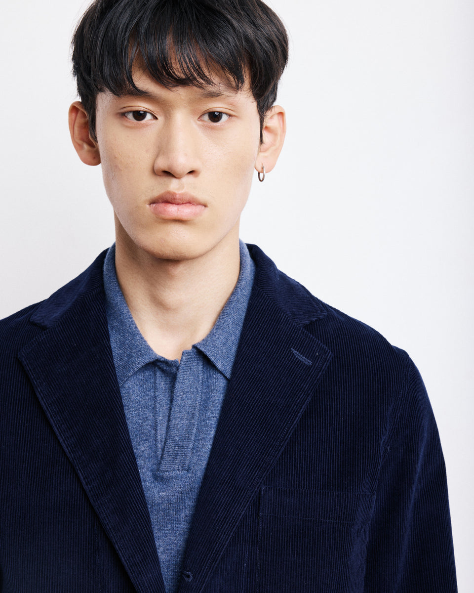 Jonny Men's Navy Blue Corduroy Jacket - Image alternative