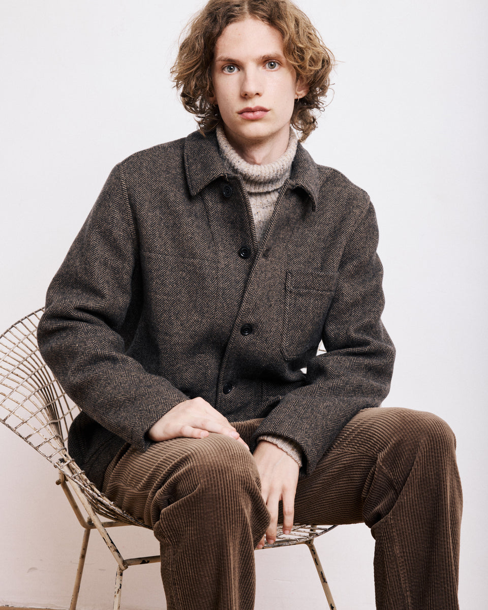 Jamison Men's Brown Herringbone Wool Jacket - Image alternative
