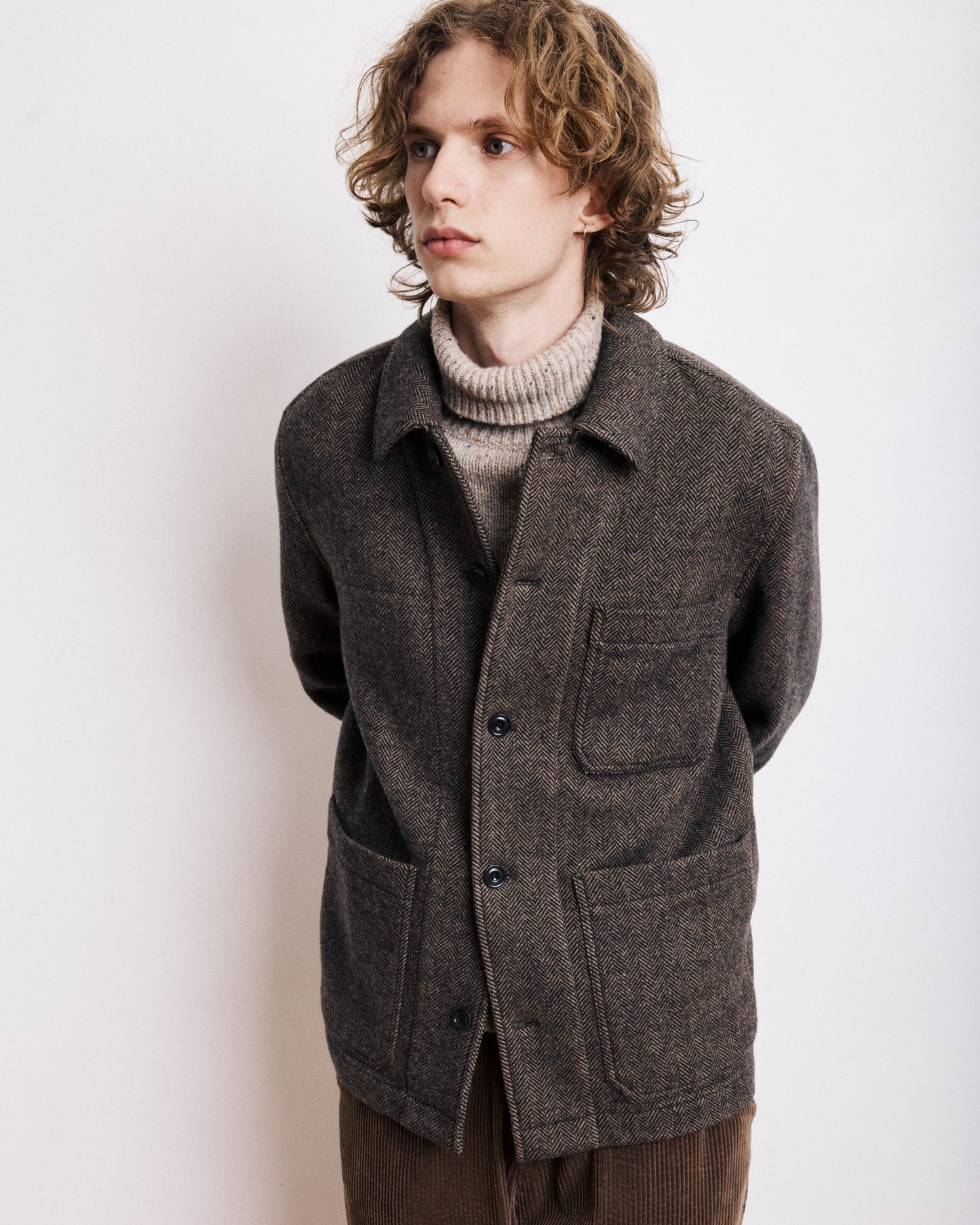 Veste Homme en Laine à Chevrons Marron Jamison