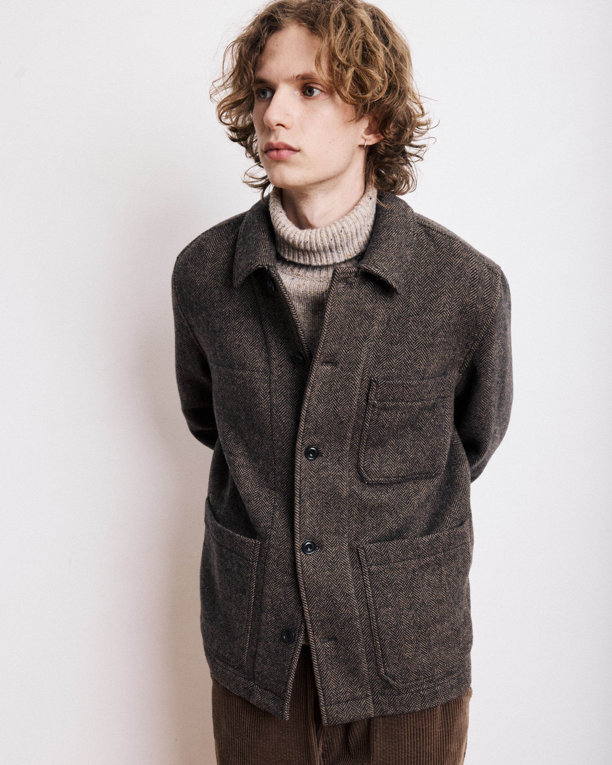 Veste Homme en Laine à Chevrons Marron Jamison