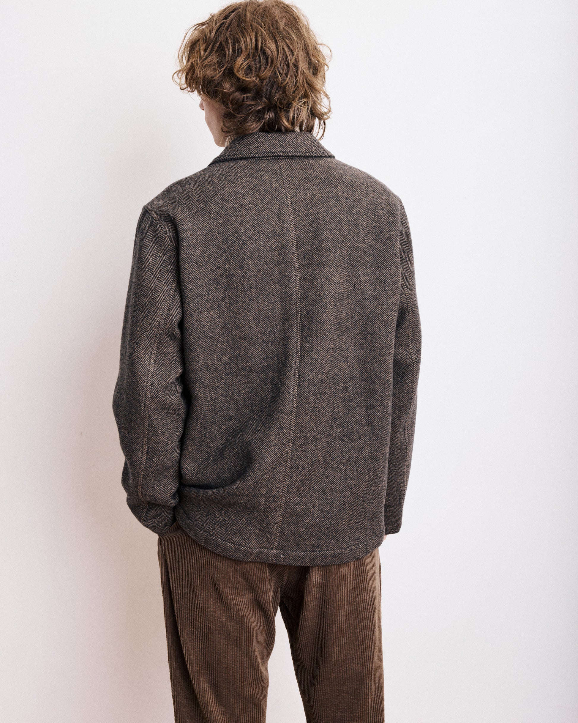 Veste Homme en Laine à Chevrons Marron Jamison