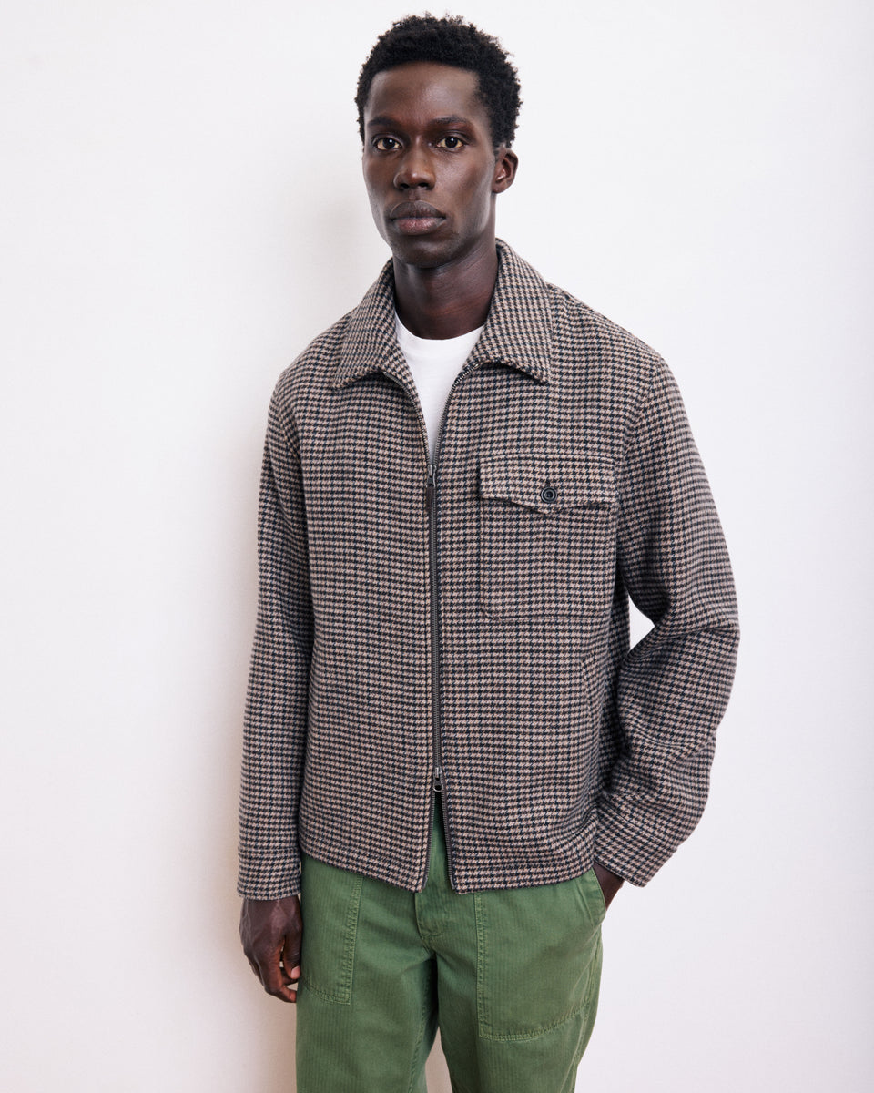 Blouson Homme en Laine Pied de poule Marron Dandy - Image principale