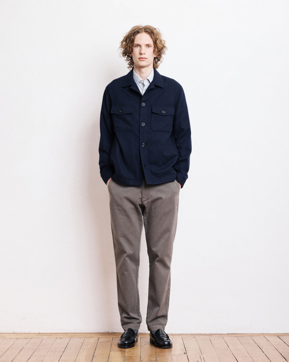 Chaqueta Hombre en Franela de Lana Día Azul Marino - Image alternative