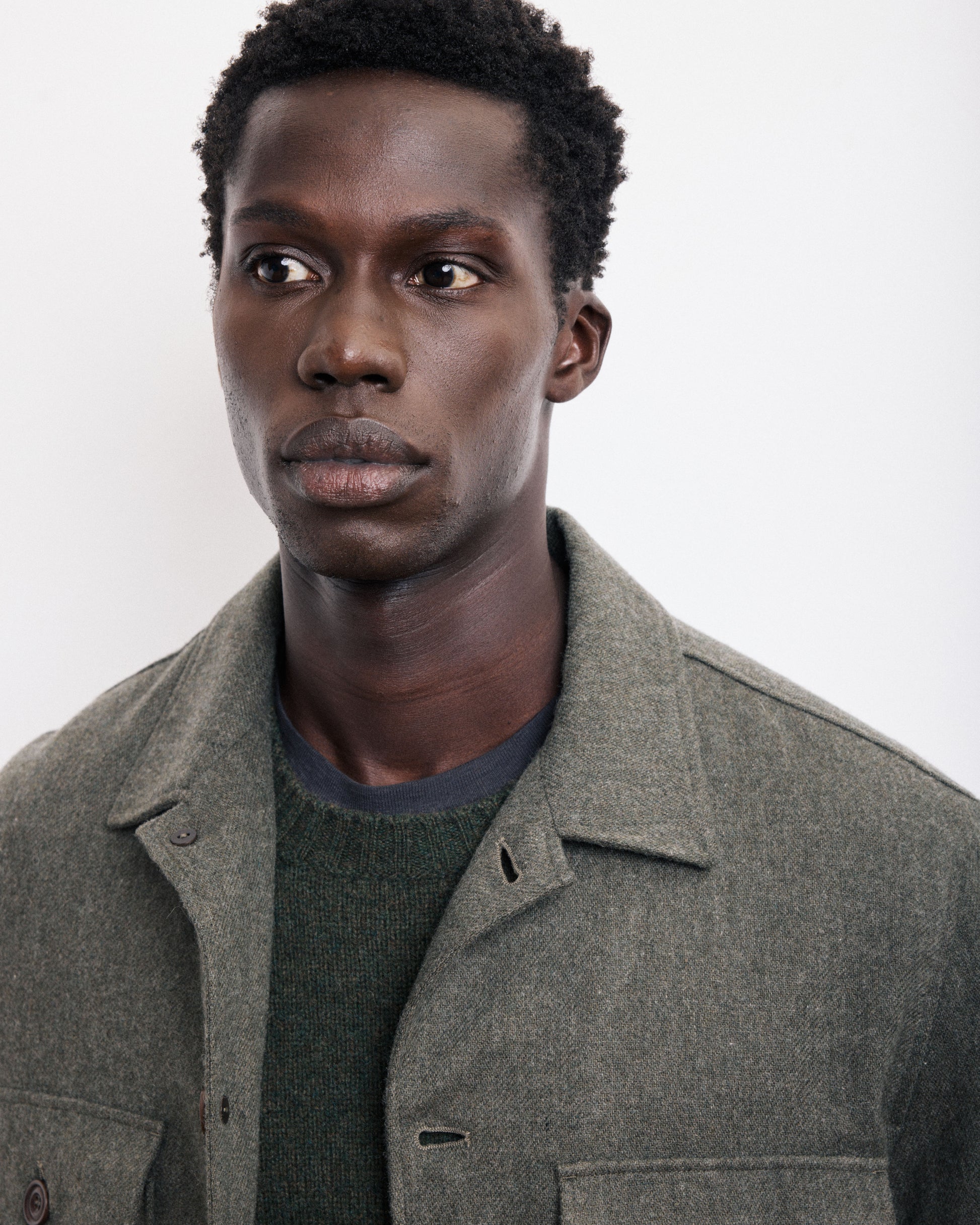 Veste Homme en Flanelle de Laine Vert Militaire Day