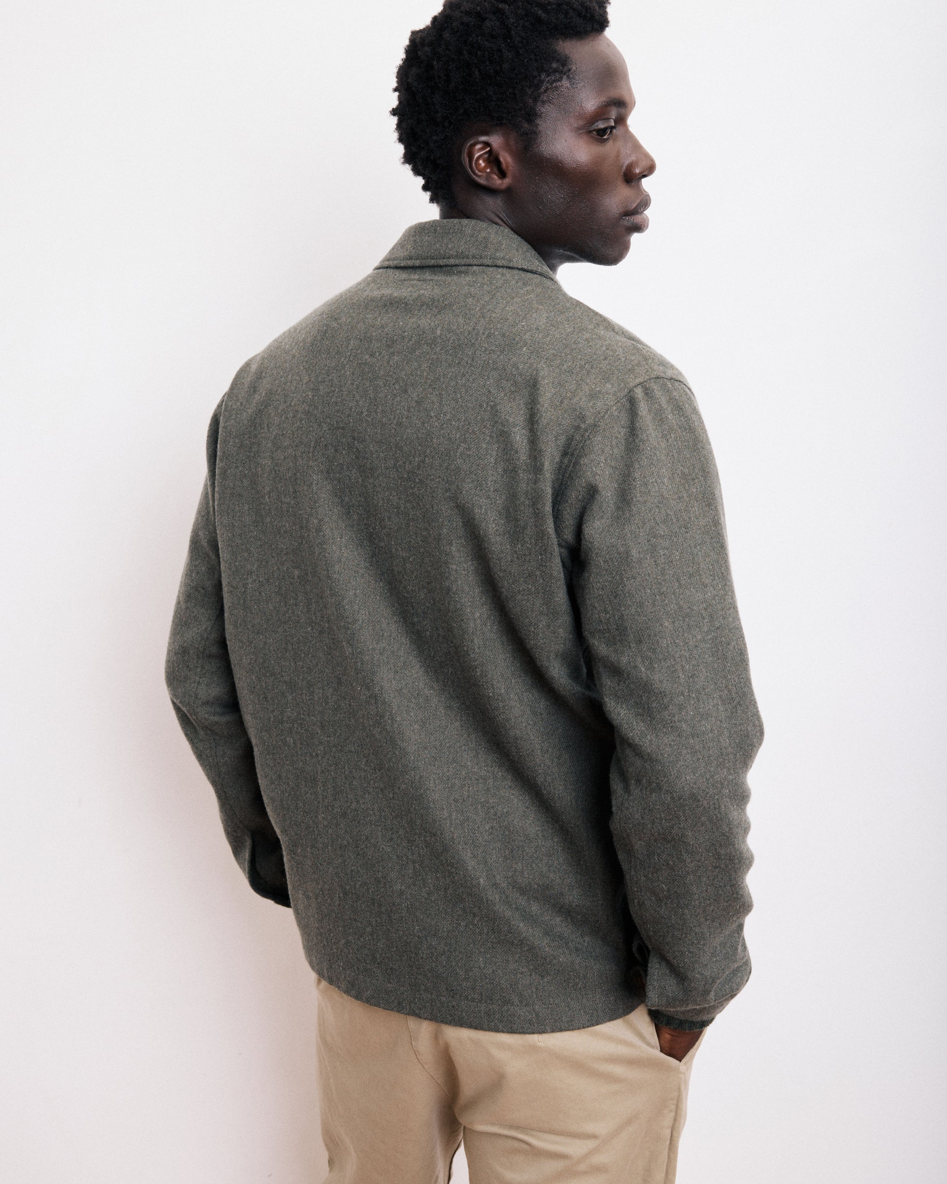 Veste Homme en Flanelle de Laine Vert Militaire Day