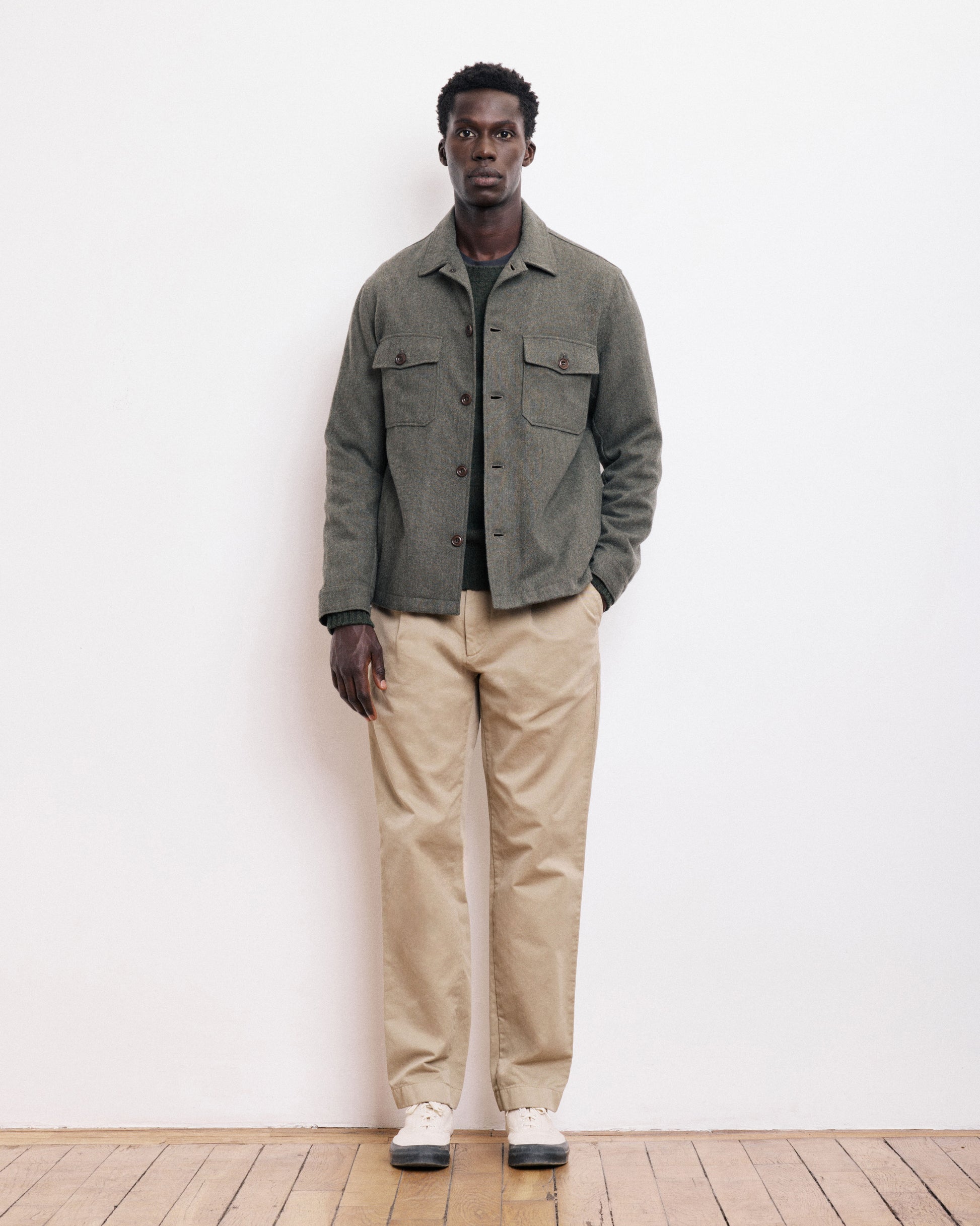Veste Homme en Flanelle de Laine Vert Militaire Day