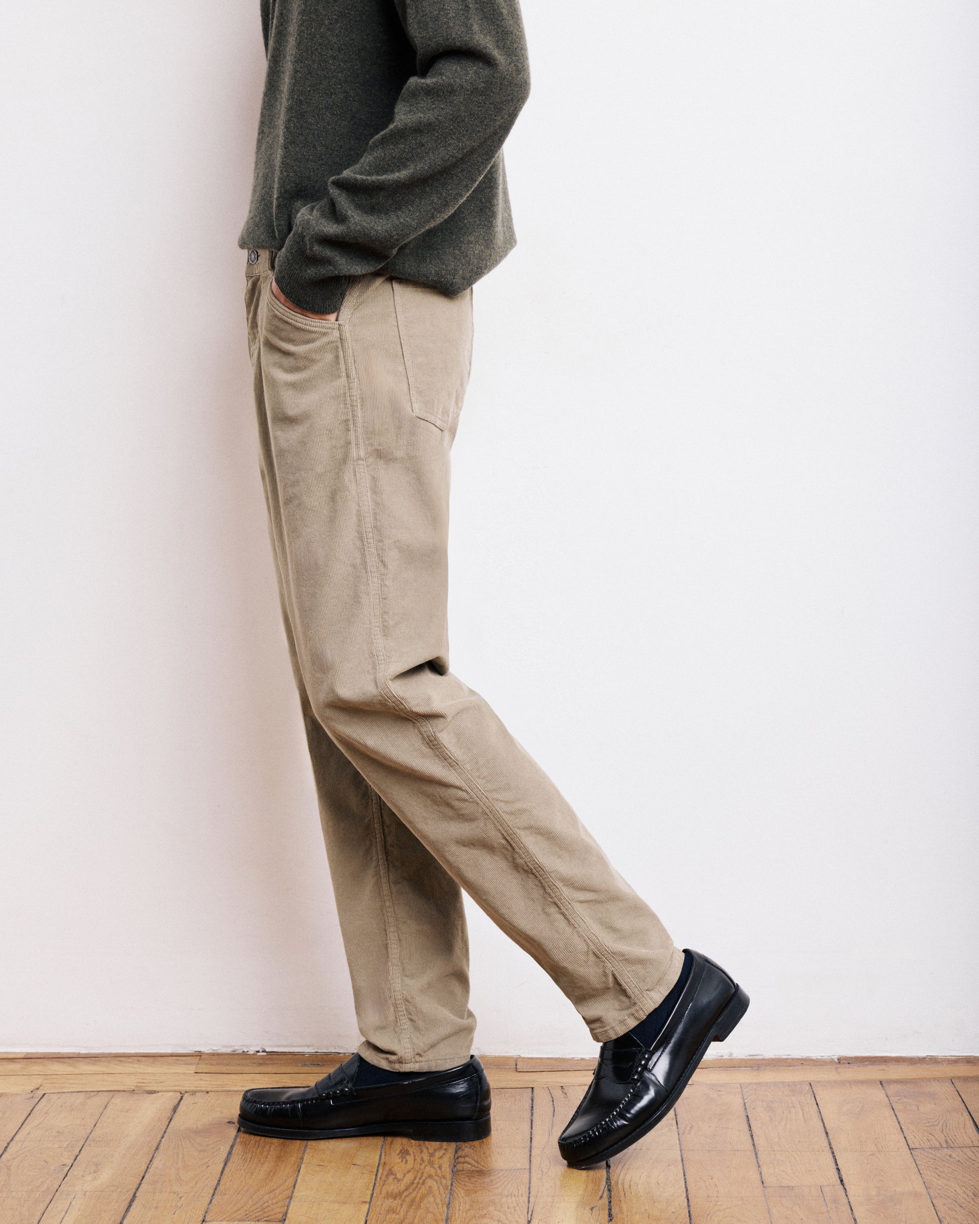 Pantalon Homme en Velours Côtelé Beige Terrence