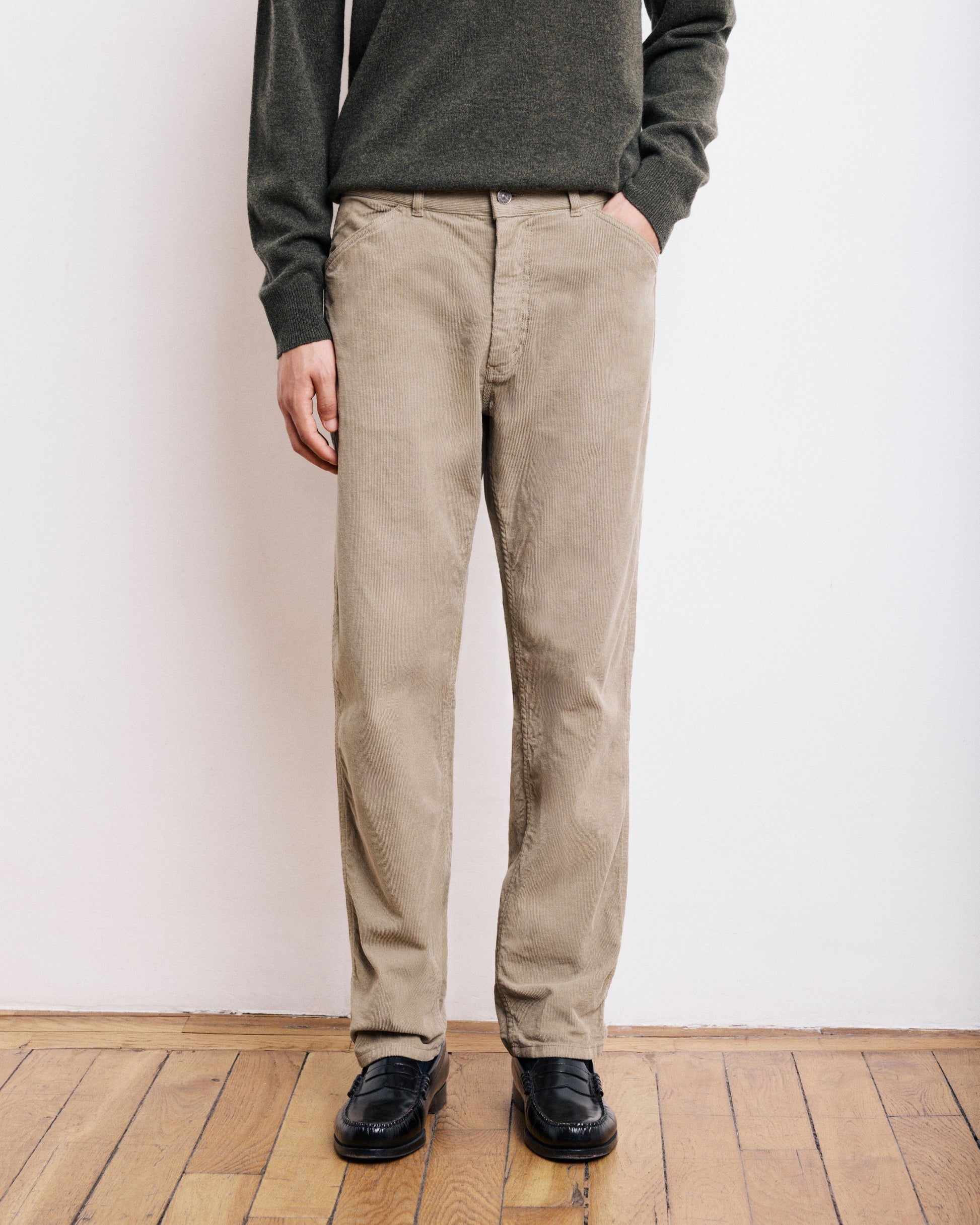 Pantalon Homme en Velours Côtelé Beige Terrence
