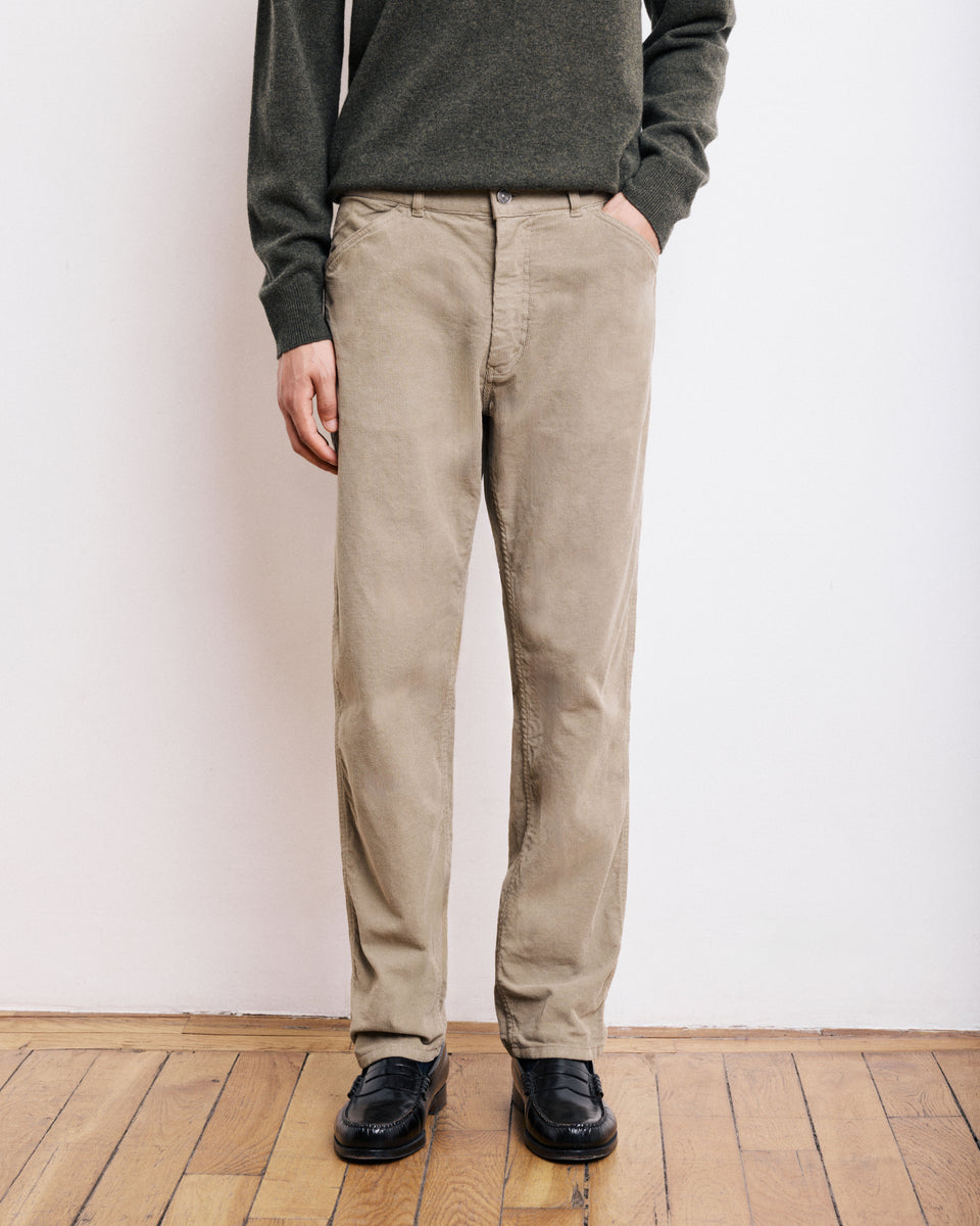 Pantalon Homme en Velours Côtelé Beige Terrence - Image 3