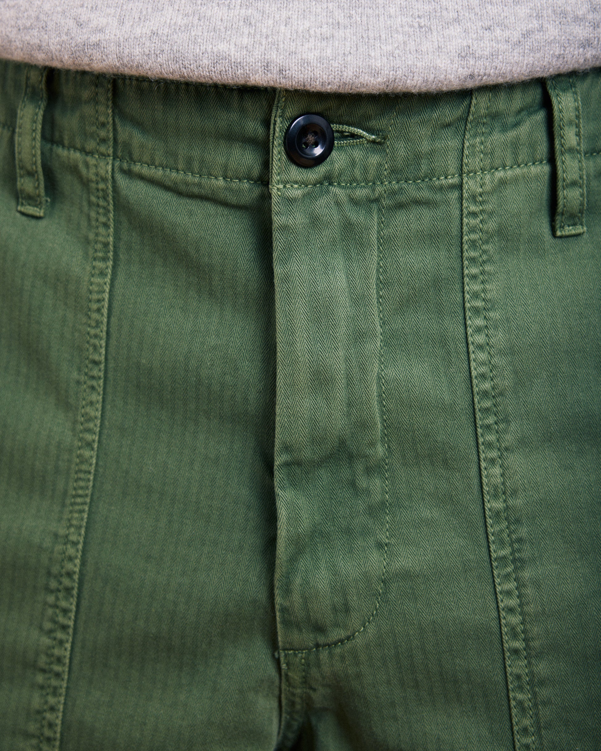 Pantalon Homme en Coton à Chevrons Vert Militaire Fatigue