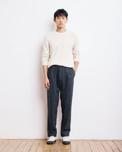 Pantalon Homme en Flanelle Rayée Gris Tanker