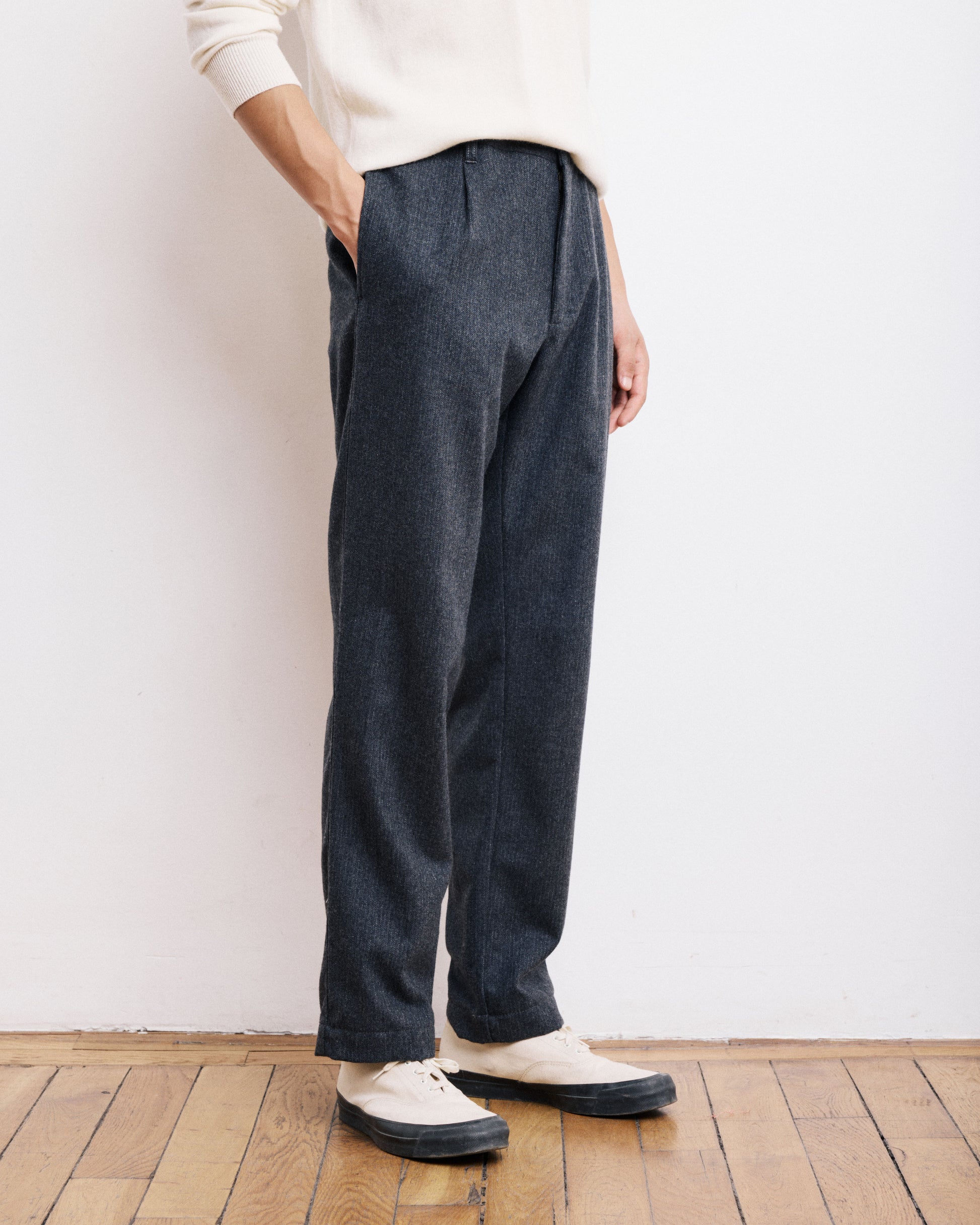 Pantalon Homme en Flanelle Rayée Gris Tanker