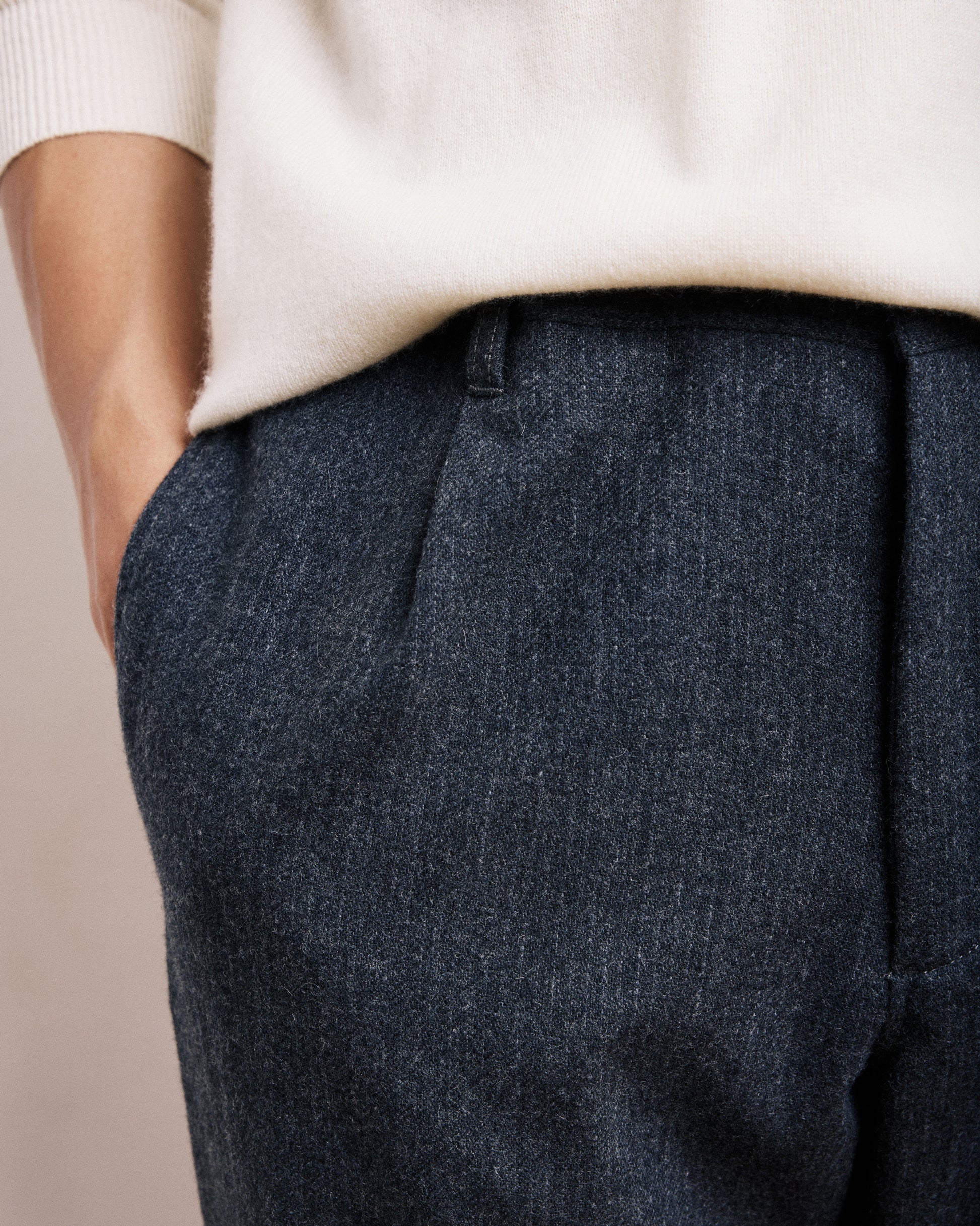 Pantalon Homme en Flanelle Rayée Gris Tanker