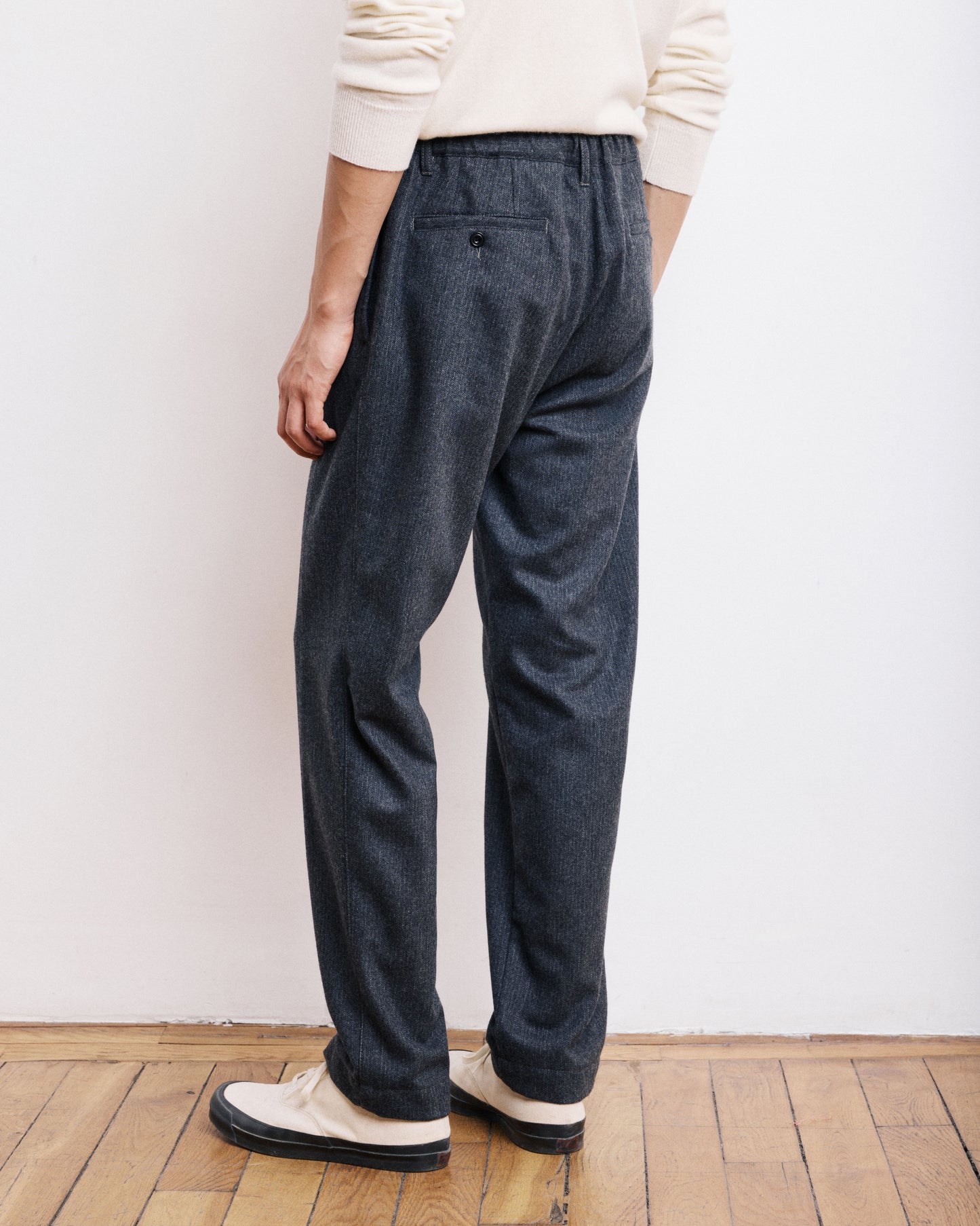Pantalon Homme en Flanelle Rayée Gris Tanker