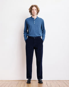 Pantalon Homme en Velours Côtelé Bleu Marine Tyron