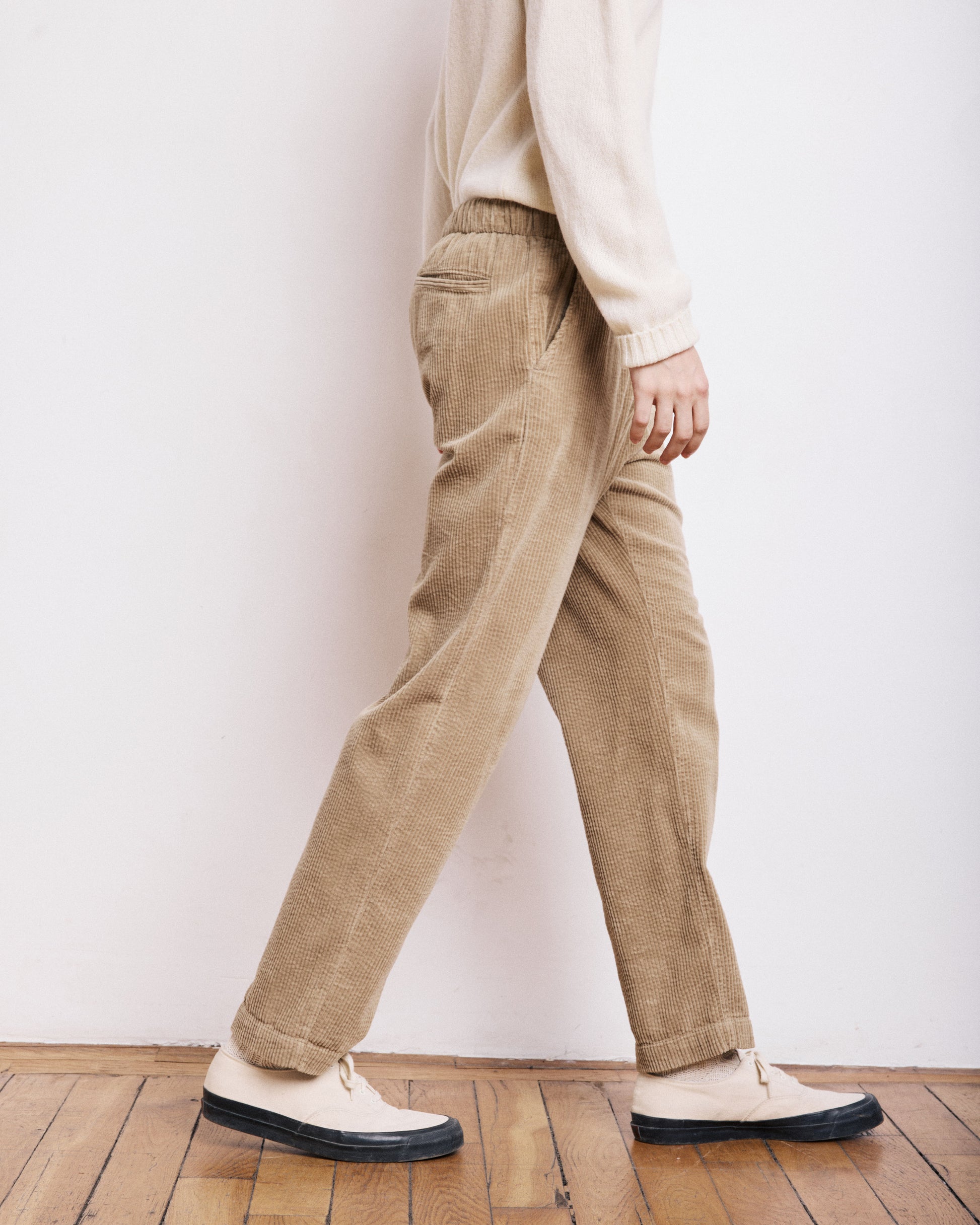 Pantalon Homme en velours cotelé seersucker Beige Joggy