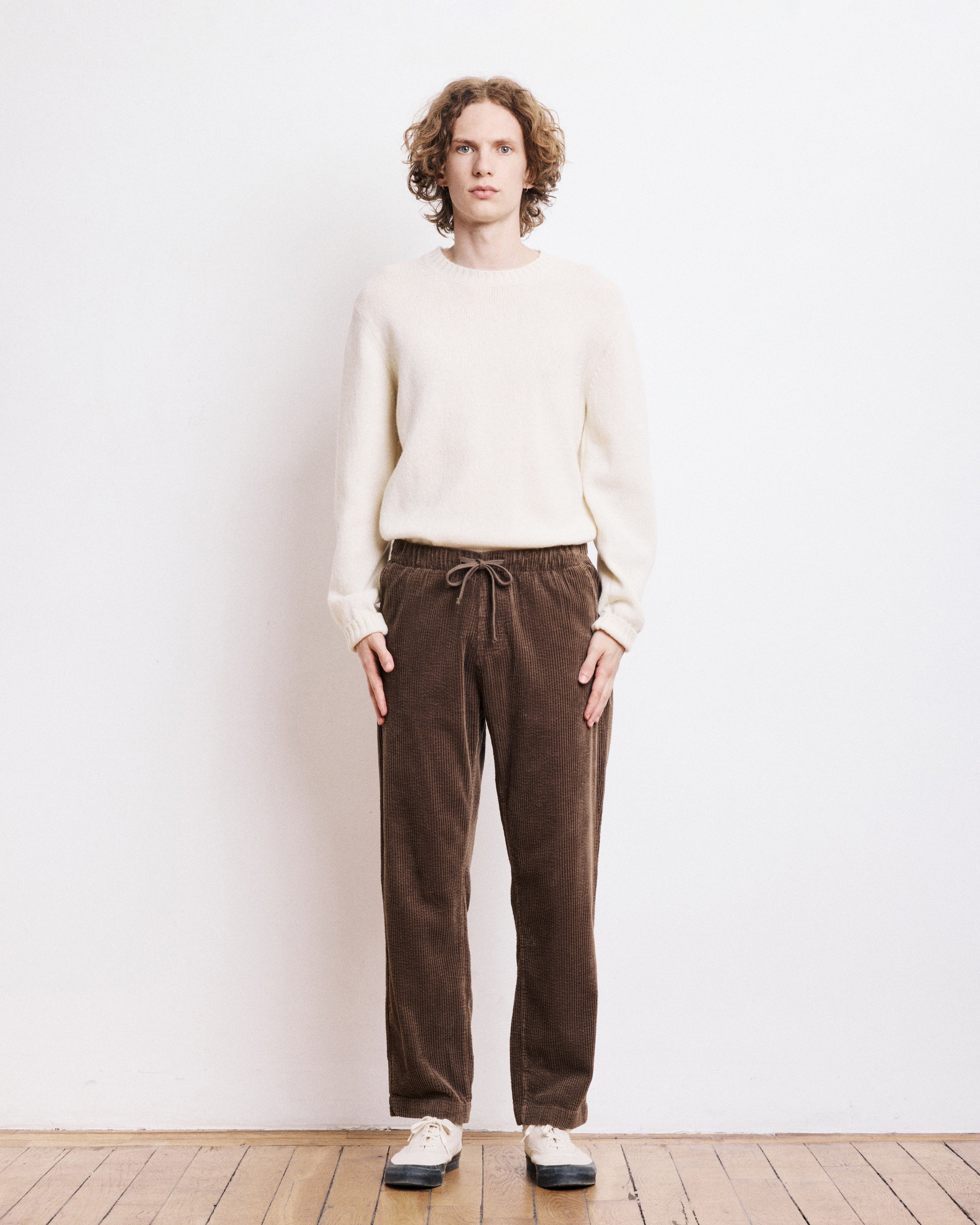 Pantalon Homme en velours cotelé seersucker Marron Joggy
