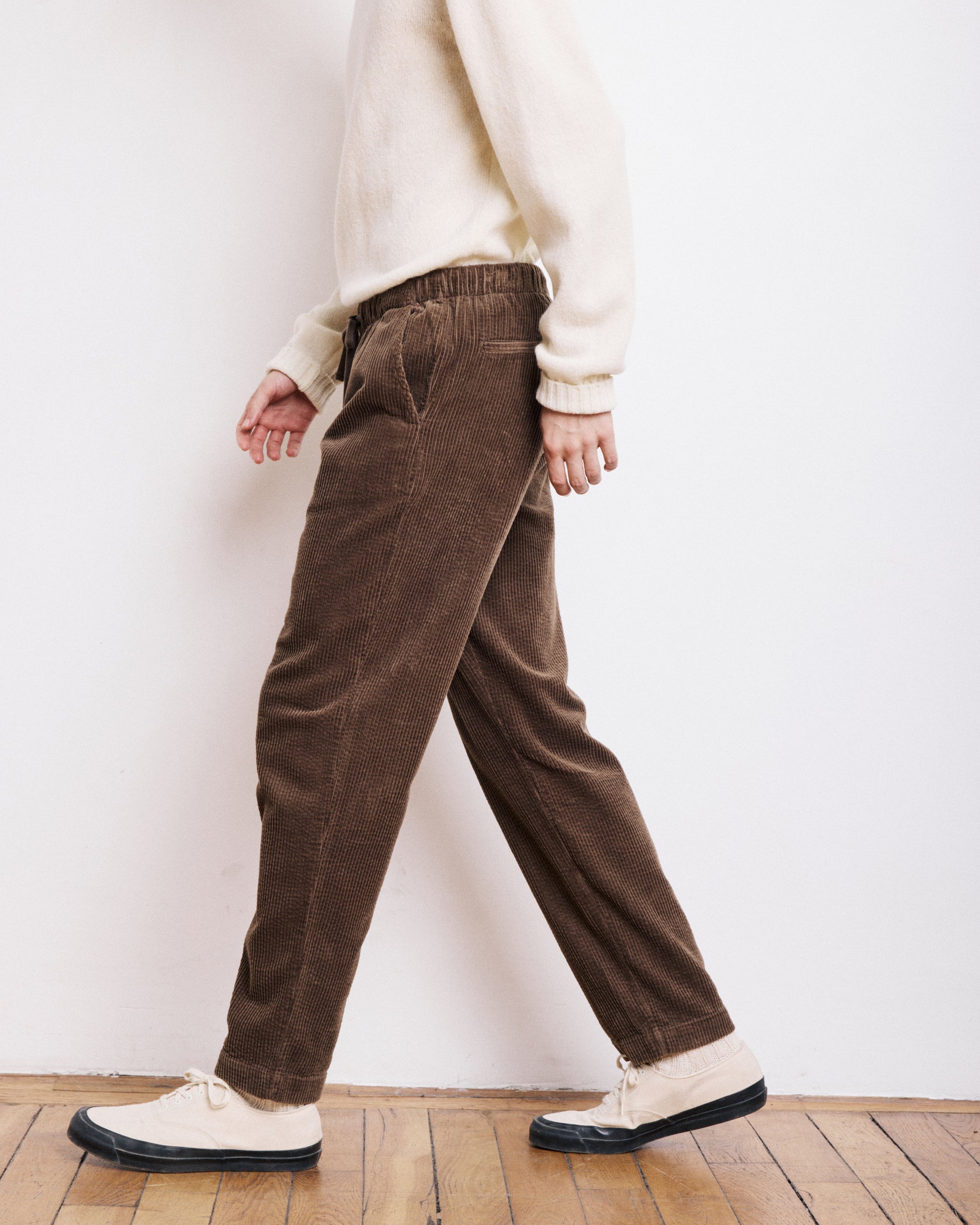 Pantalon Homme en velours cotelé seersucker Marron Joggy
