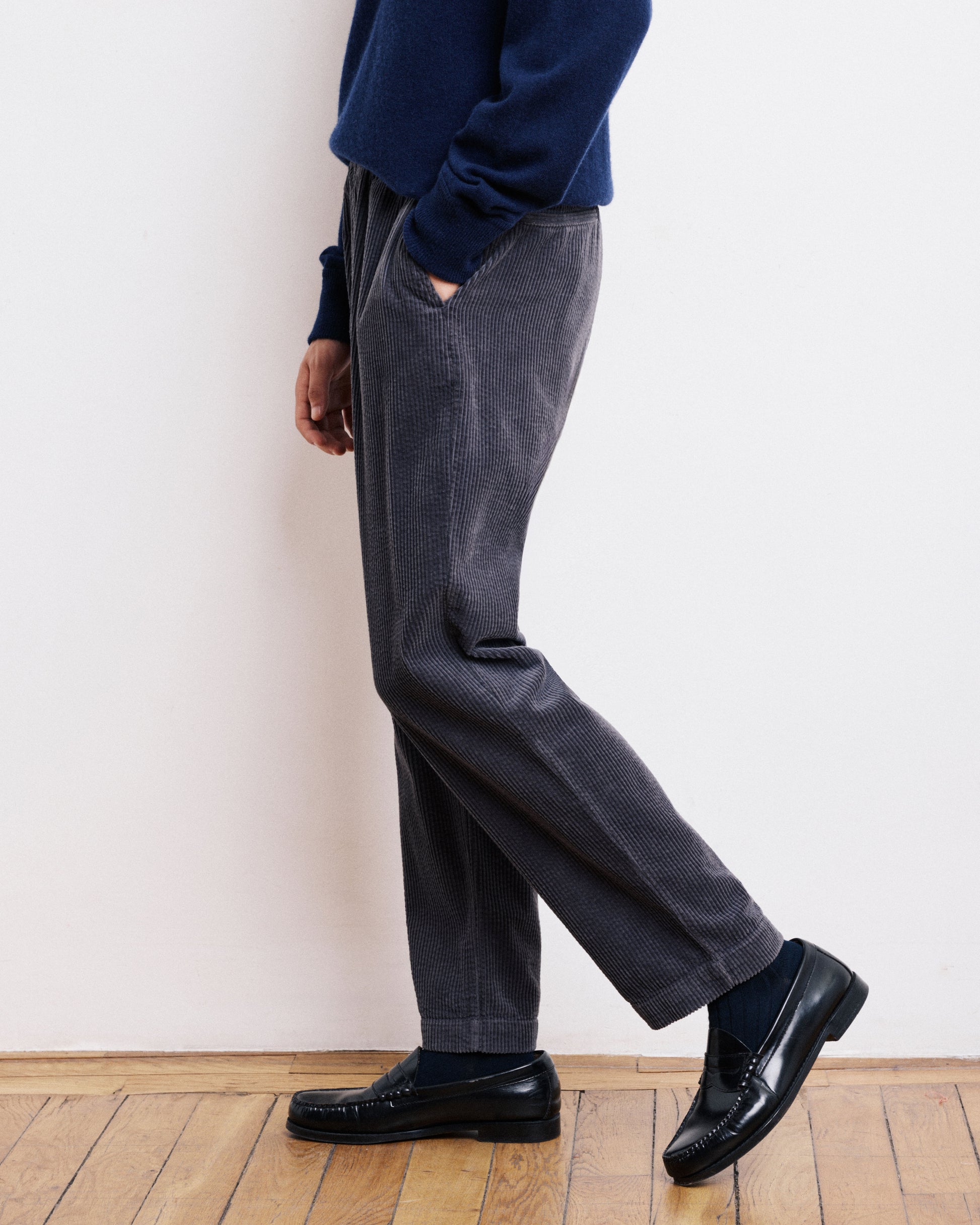 Pantalon Homme en velours cotelé seersucker Carbone Joggy