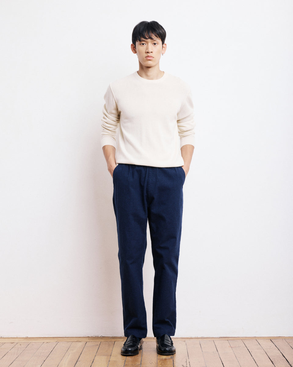 Joggy Men's Navy Blue Cotton Moleskin Pants - Image principale