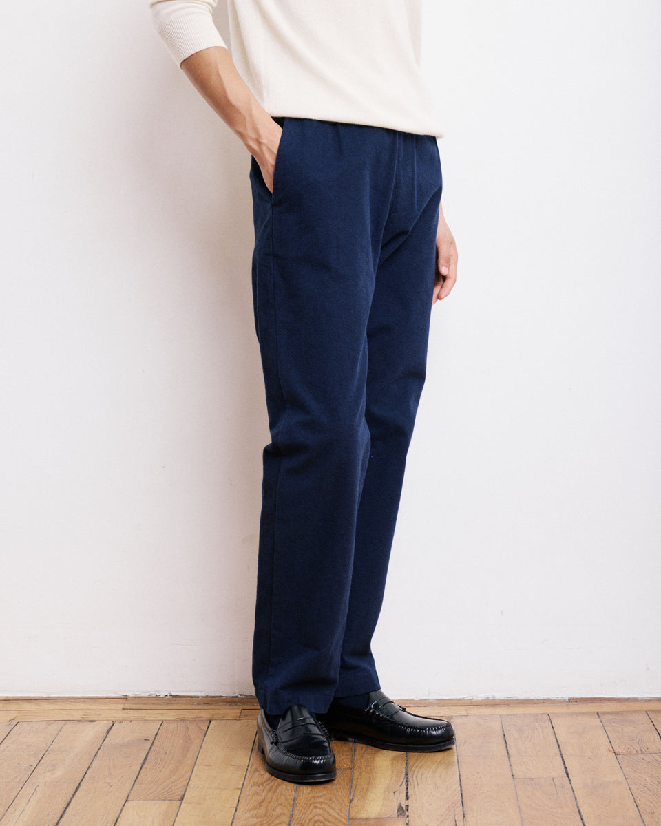 Joggy Men's Navy Blue Cotton Moleskin Pants - Image alternative