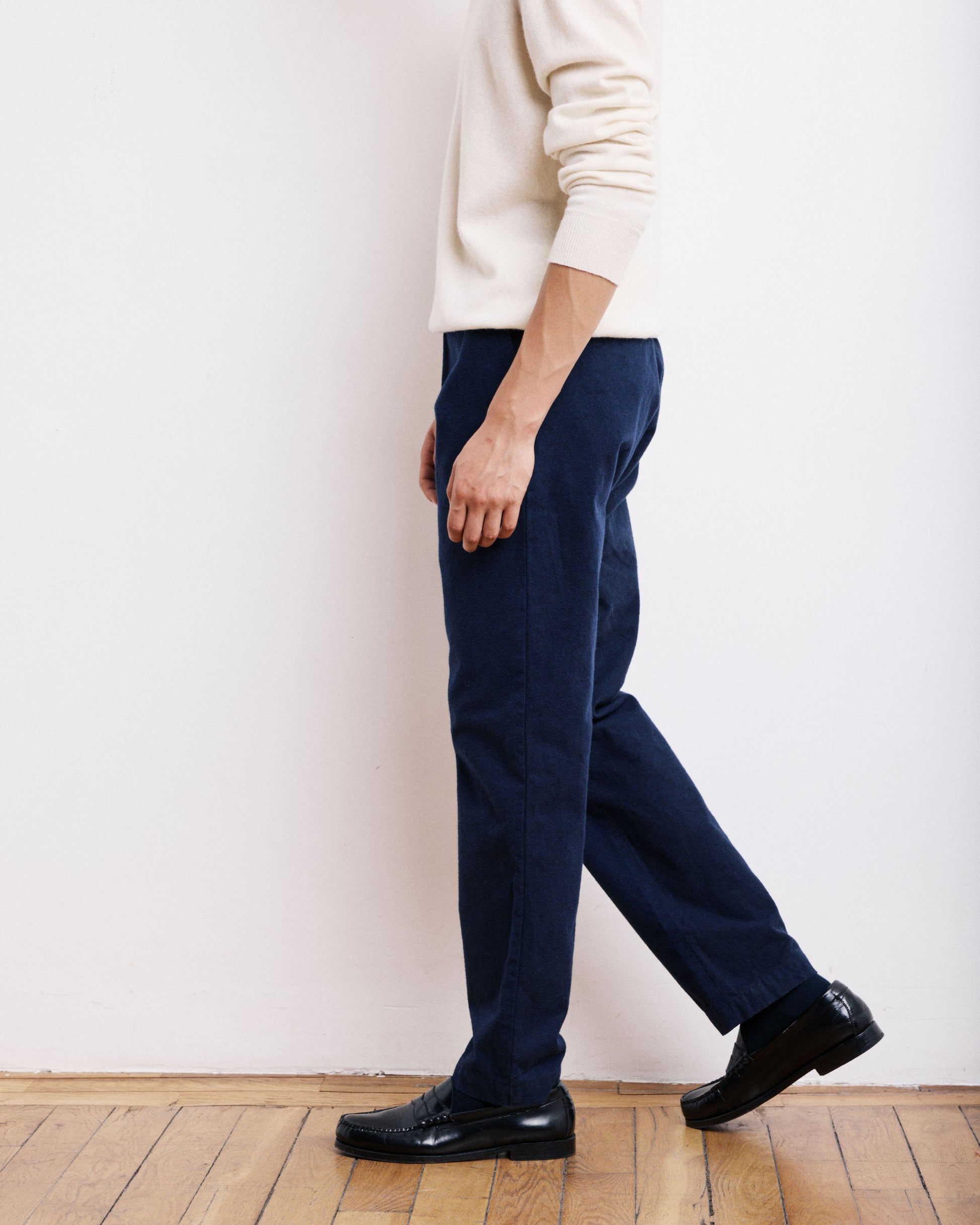 Pantalon Homme en Moleskine de Coton Bleu Marine Joggy