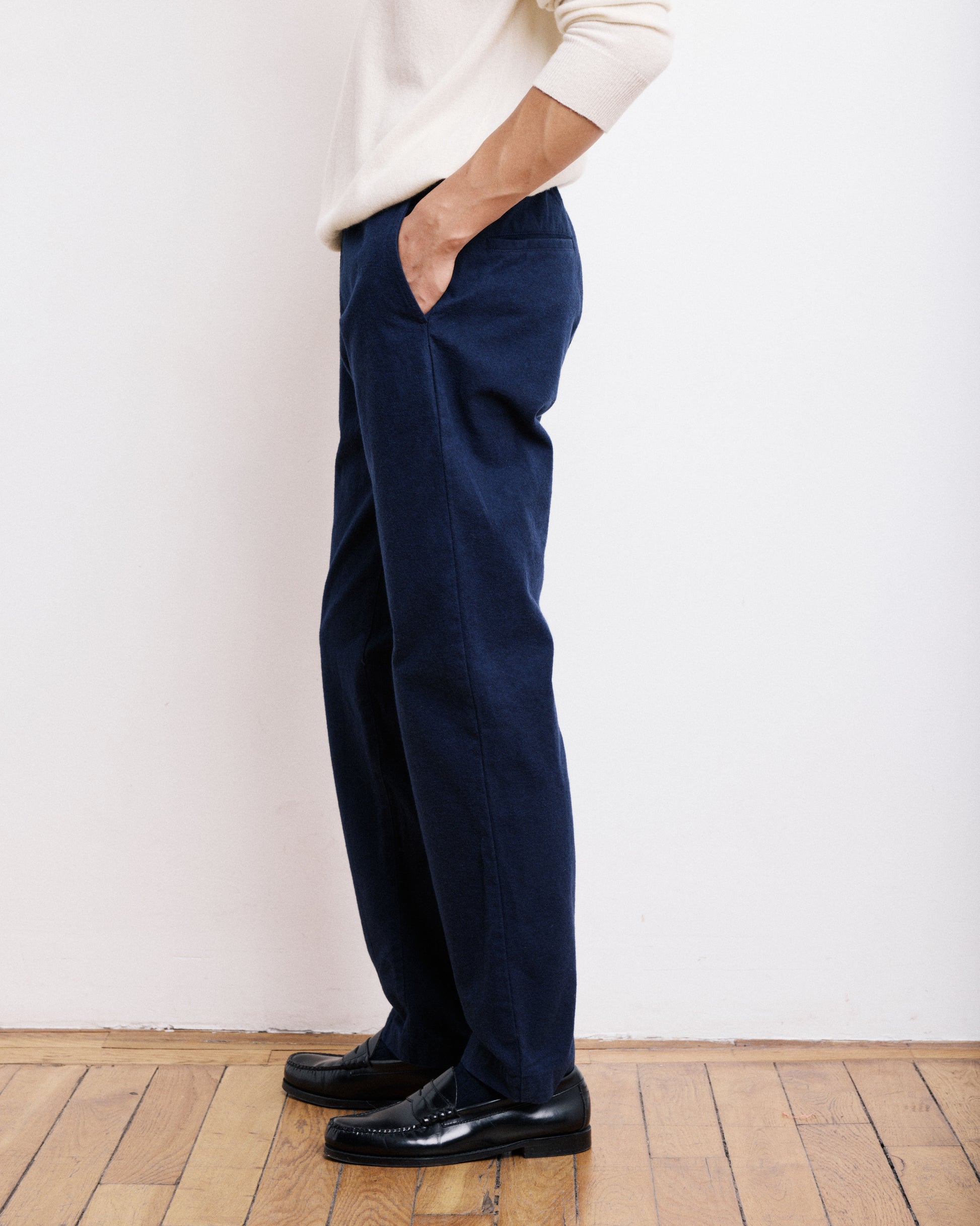 Pantalon Homme en Moleskine de Coton Bleu Marine Joggy