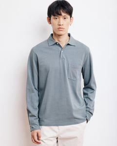 Polo Homme en Piqué de Coton Vert de Gris