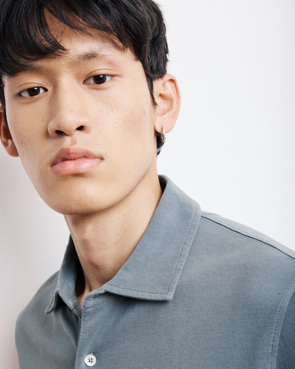 Men's Lovat Green Cotton Piqué Polo - Image alternative