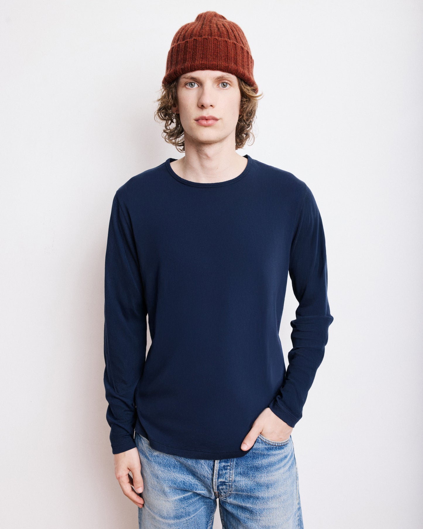 T-Shirt Homme en Jersey Léger Bleu Marine Light Crew