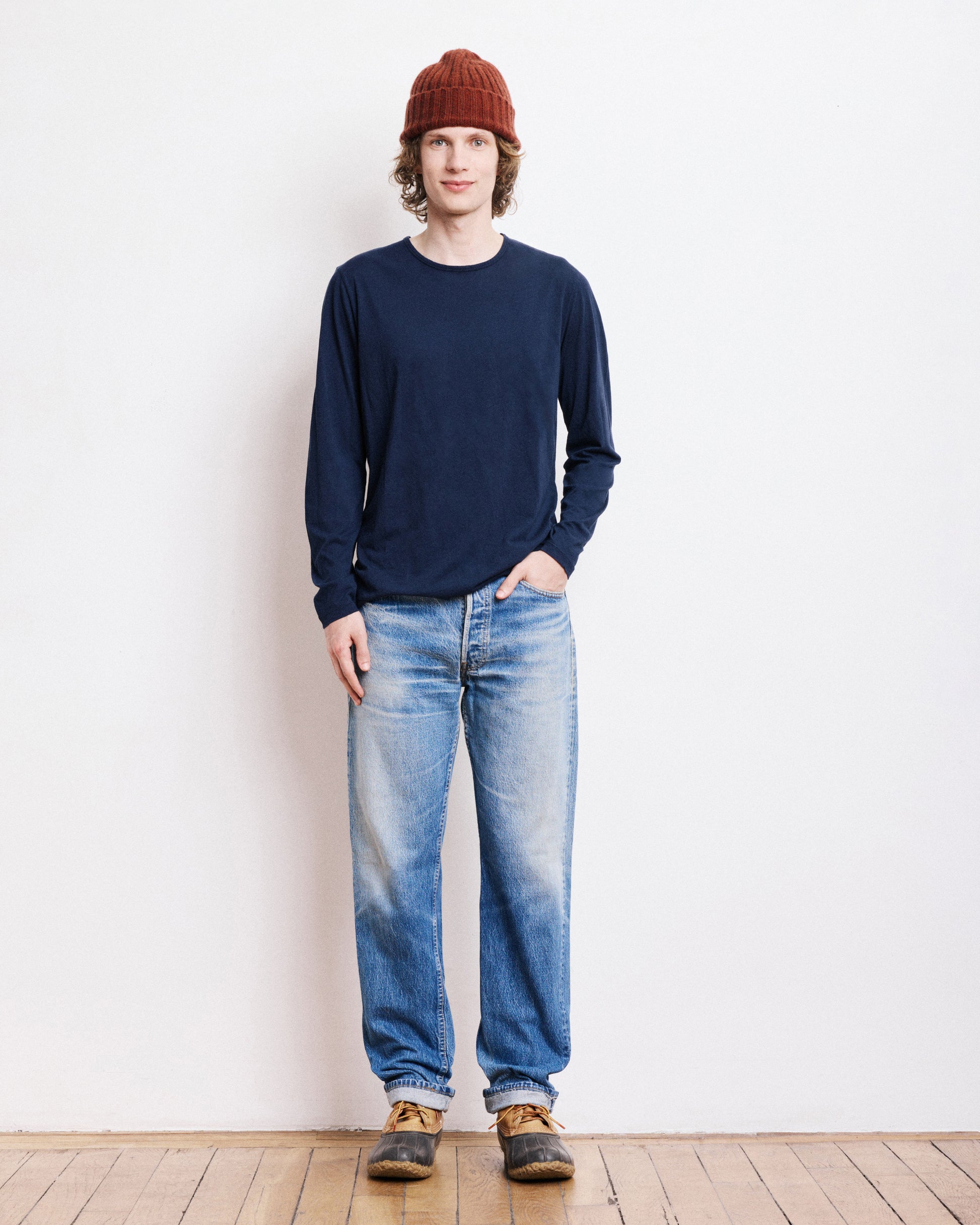 T-Shirt Homme en Jersey Léger Bleu Marine Light Crew