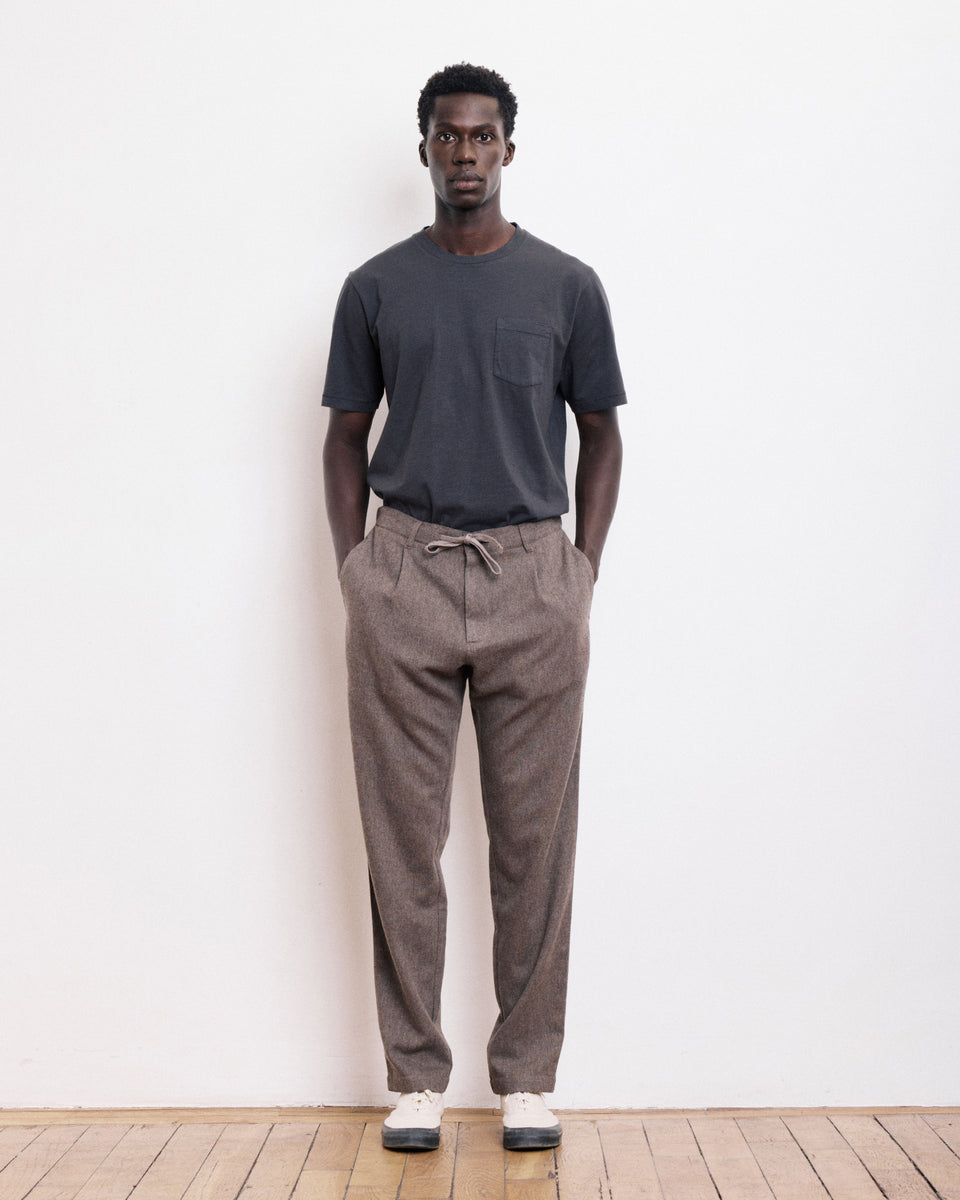 Camiseta Camiseta de hombre de algodón flameado gris oscuro - Image alternative