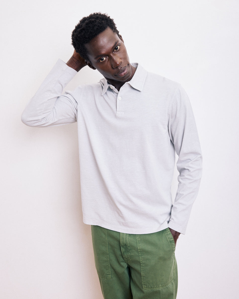 Polo Homme en Coton Slub Gris - Image principale
