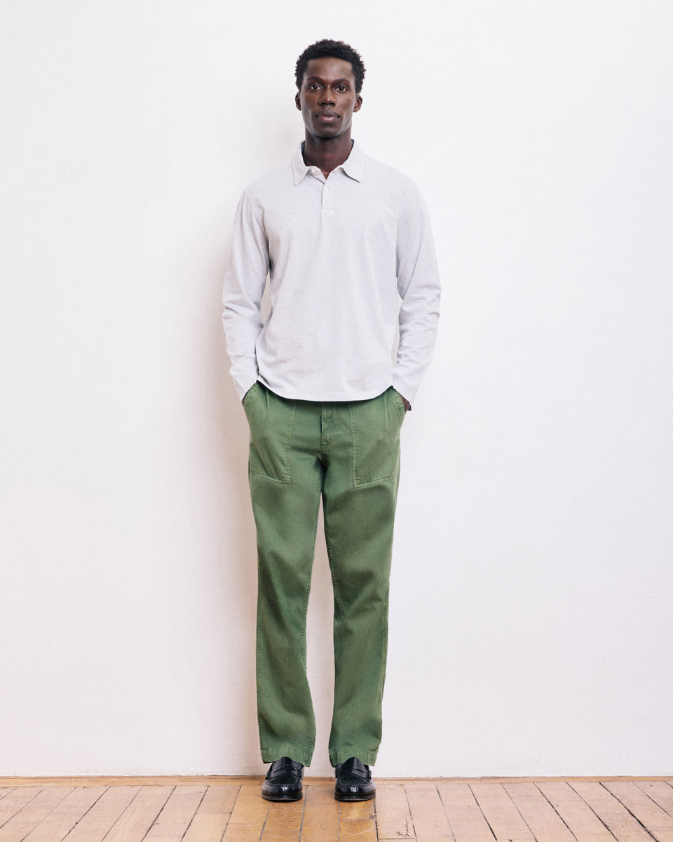 Polo Homme en Coton Slub Gris - Image alternative