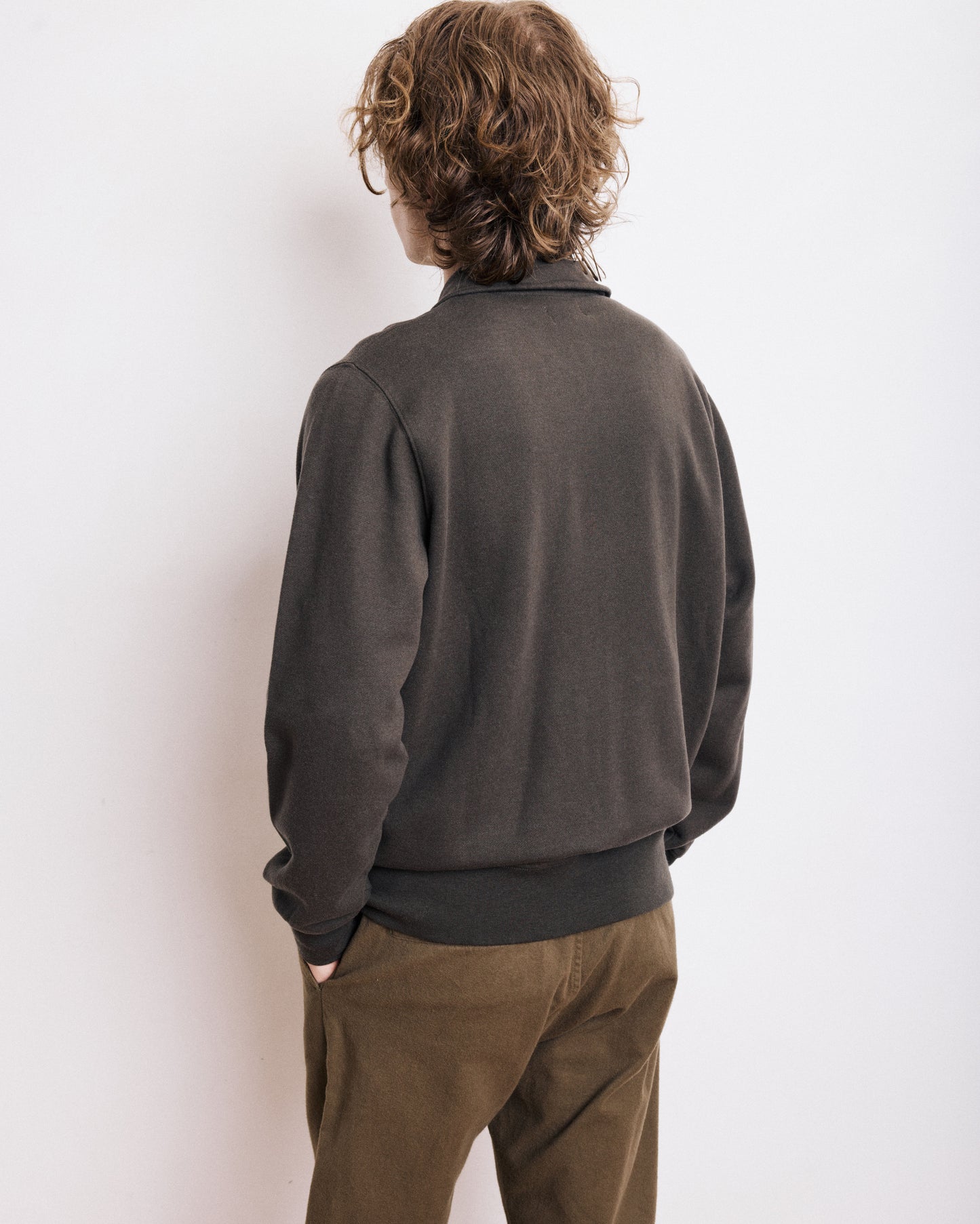 Sweatshirt Homme en Coton & Laine Vert Militaire Track