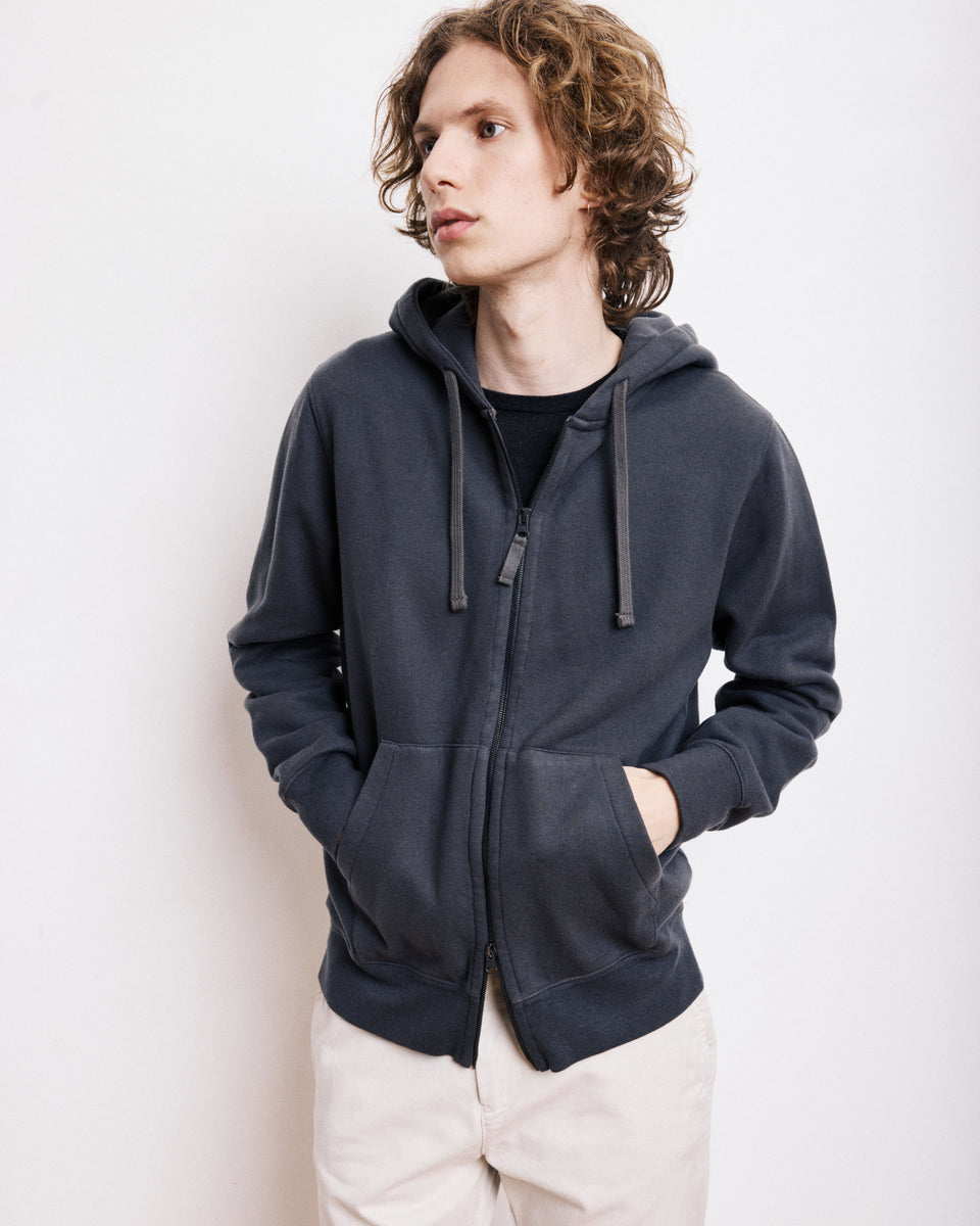 Zipper Men's Carbon Cotton & Wool Sweatshirt - Image principale