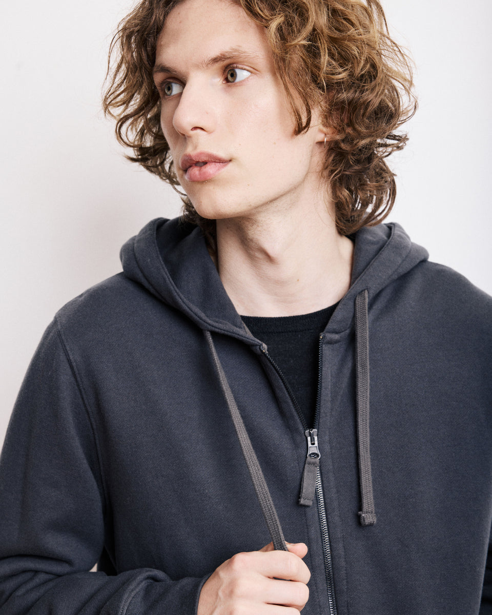 Zipper Men's Carbon Cotton & Wool Sweatshirt - Image alternative