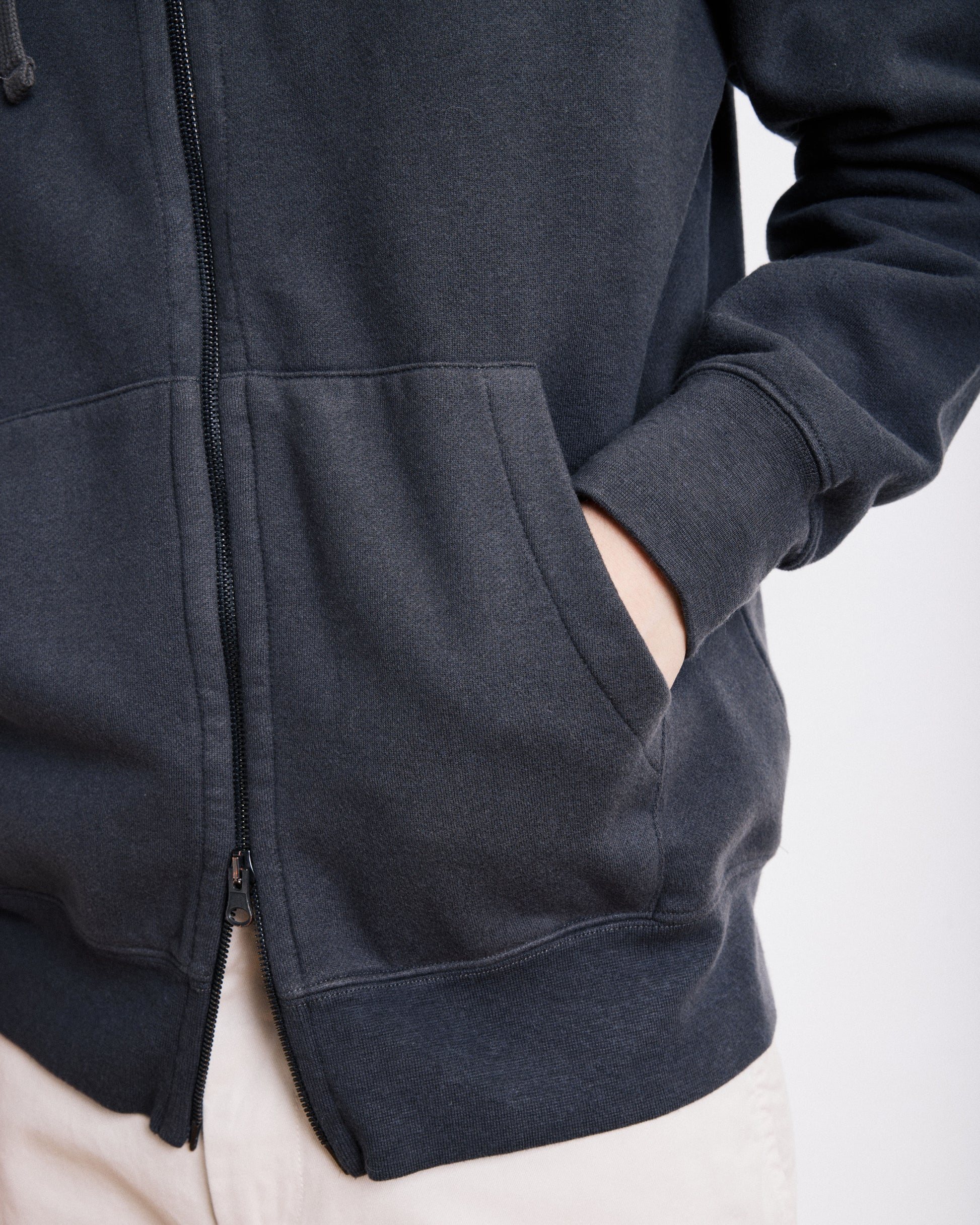 Sweatshirt Homme en Coton & Laine Carbone Hoody Zipper