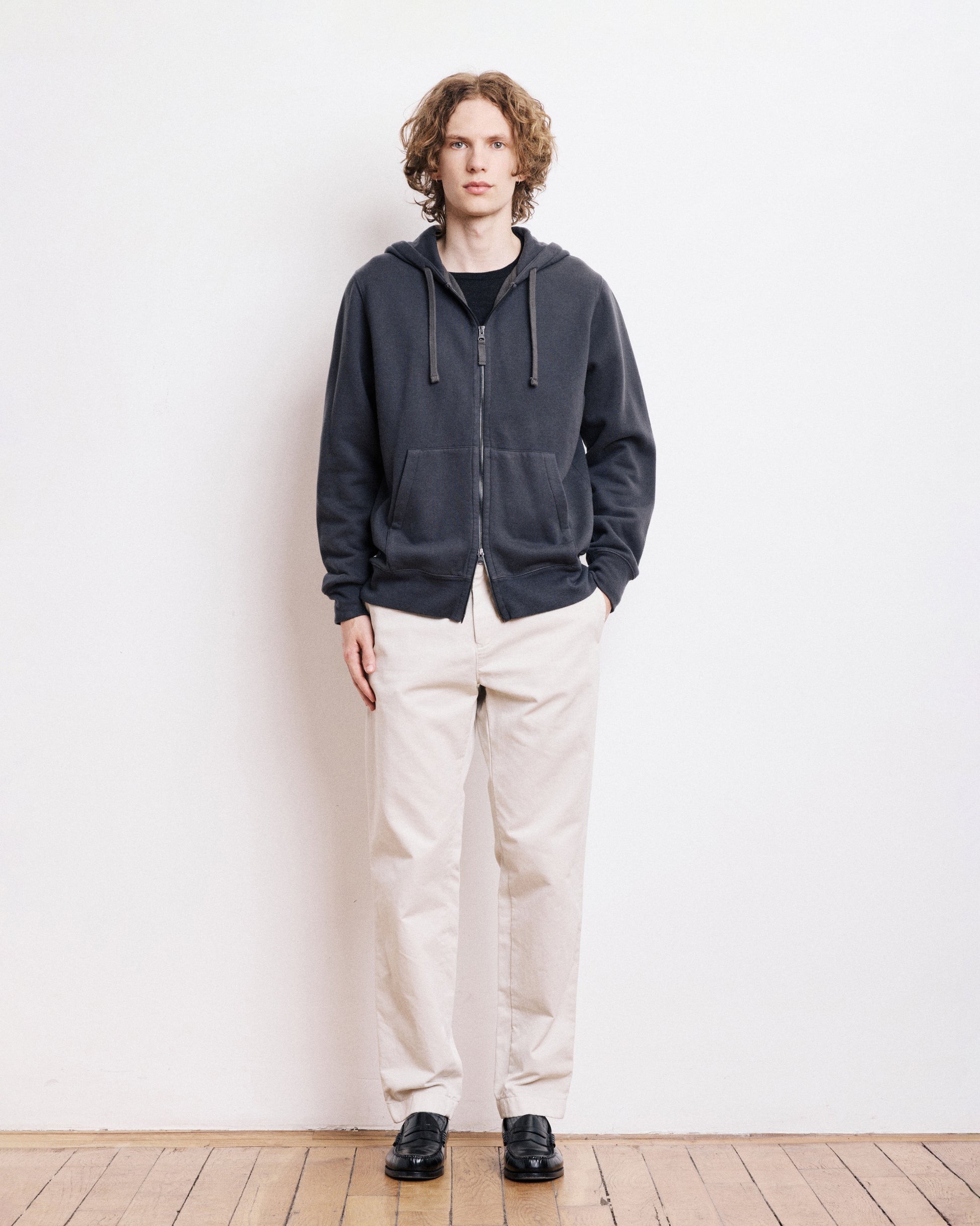 Sweatshirt Homme en Coton & Laine Carbone Hoody Zipper