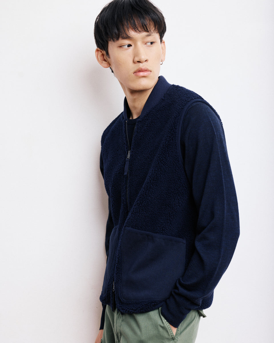 Gilet Homme en Sherpa Bleu Marine - Image alternative
