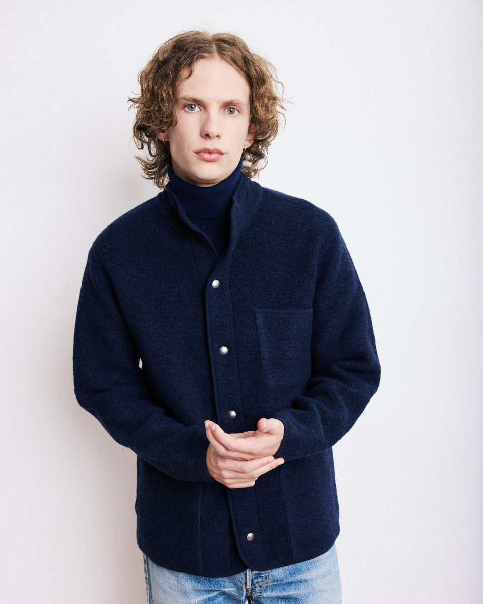 Veste Homme en Laine Bouillie Bleu Marine Jock - Image principale