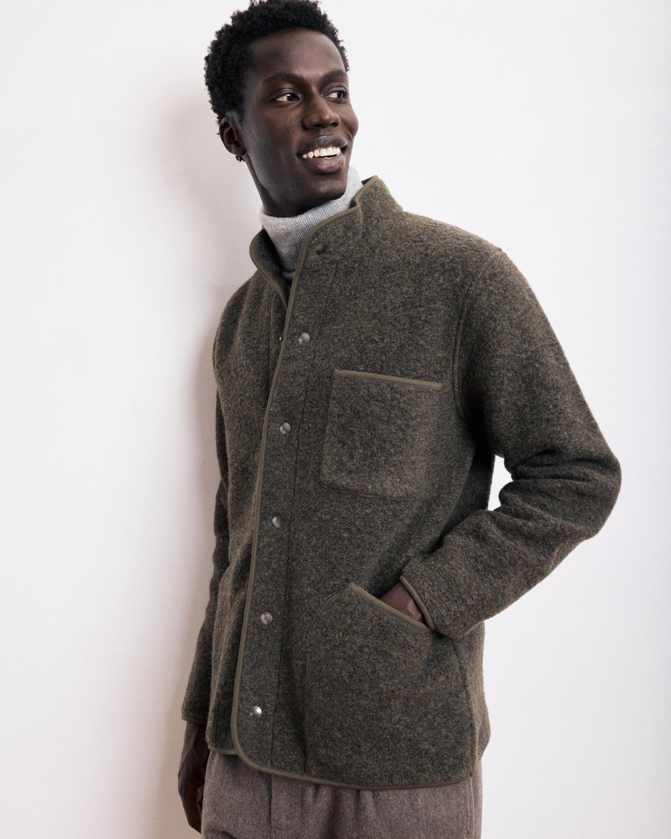 Jock Men's Military Green Boiled Wool Jacket - Image alternative